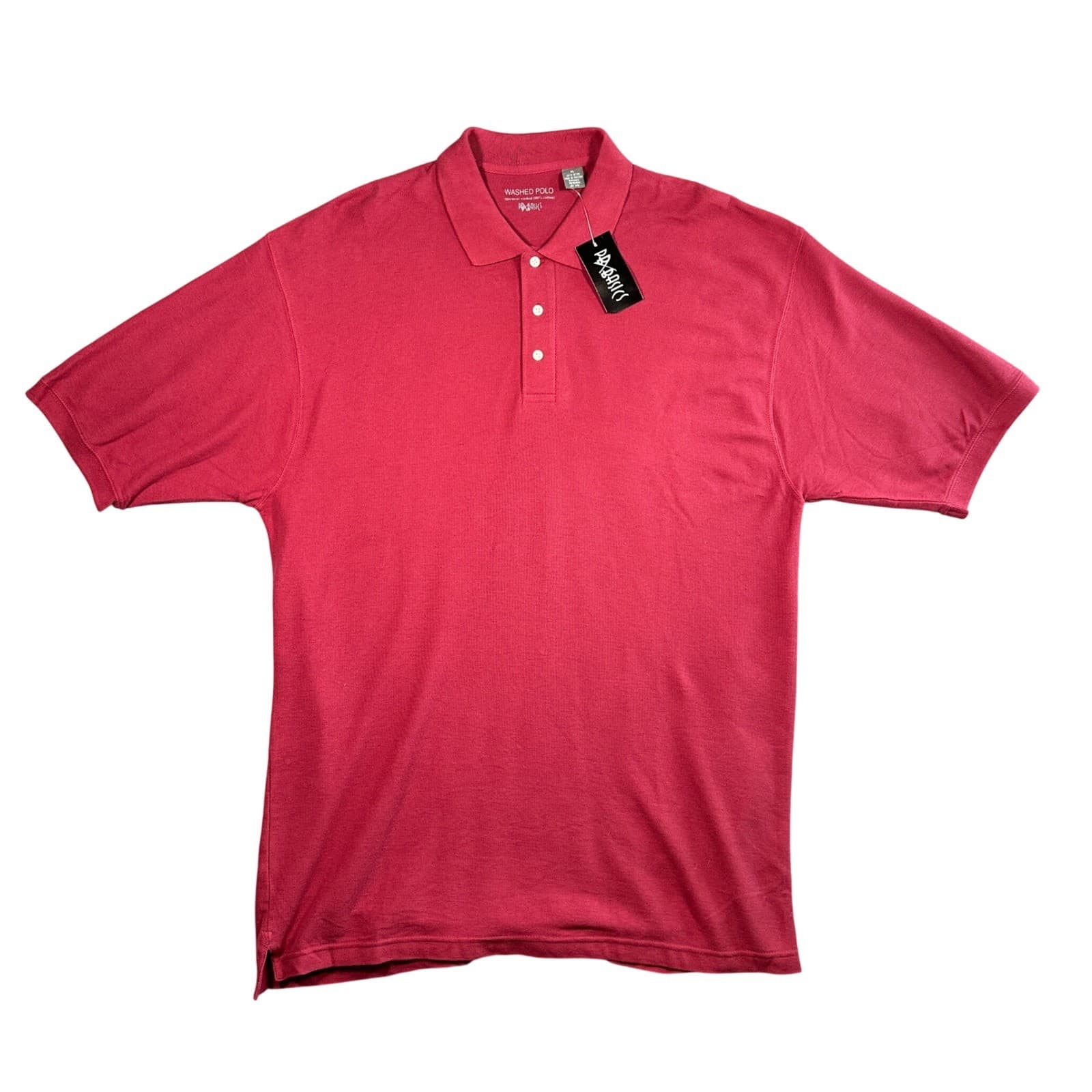 PB Basics Polo Shirt Men XL Red New Garment Washed 100% Cotton Short Sleeve
