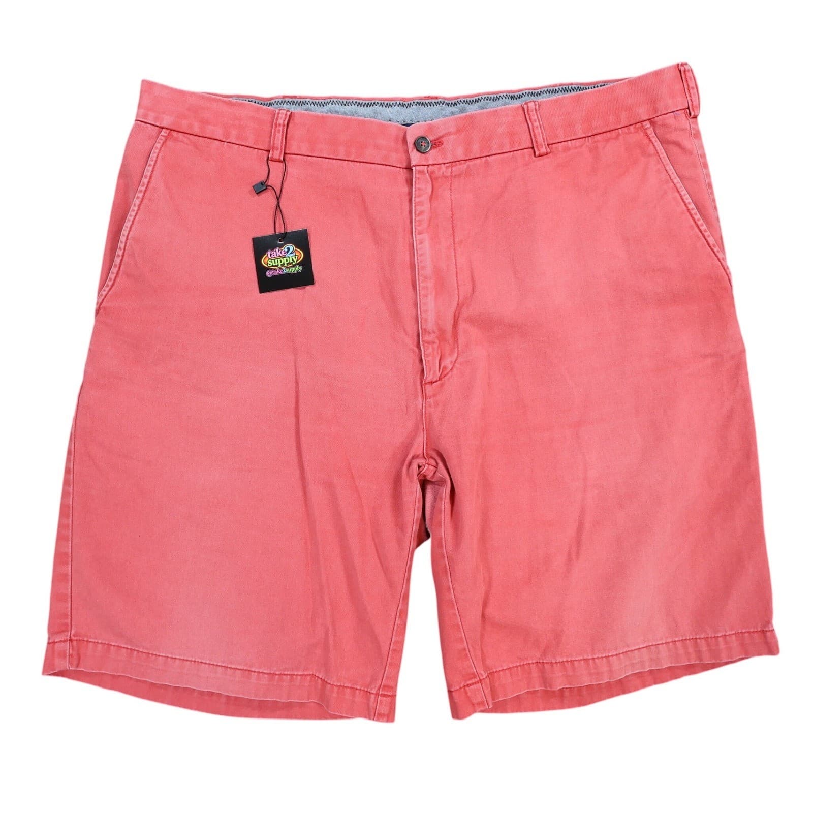 Caribbean Chino Shorts Mens 40 Coral 100% Cotton Regular Fit Summer Casual