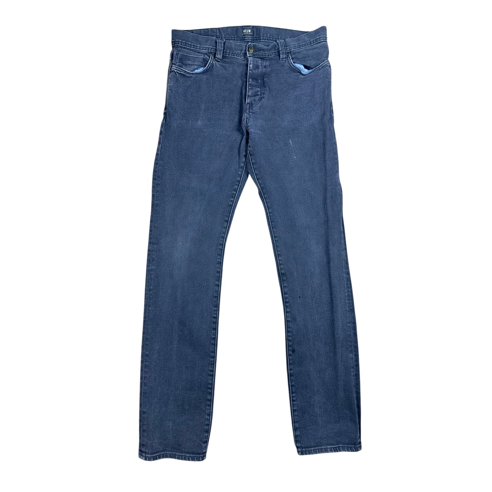 JOEY JEANS Mens Joey Slim Fit Dark Wash Button Fly Denim Jeans W32 L32