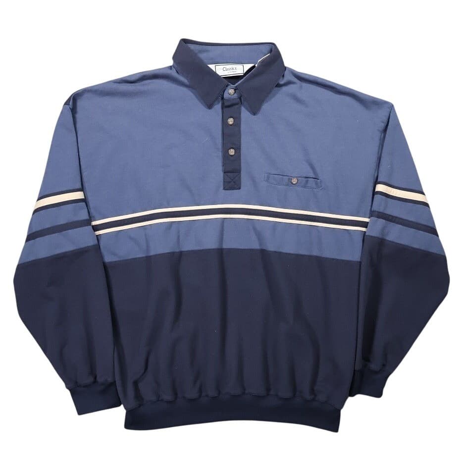 Classics by Palmland Long Sleeve Polo Shirt Mens XL Blue Excellent Vintage