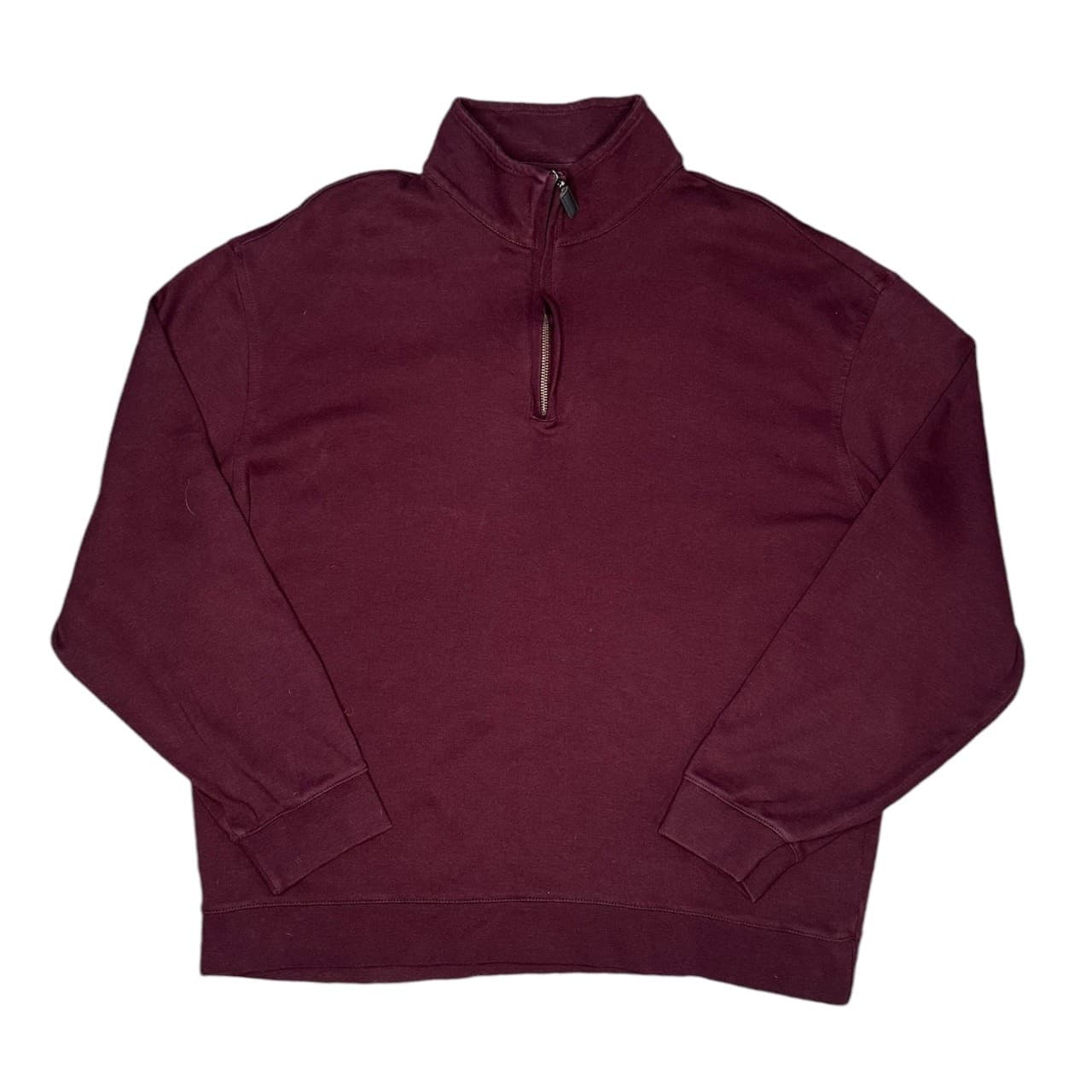 Roundtree & Yorke Burgundy Quarter Zip Sweater Mens XL Cotton Pullover