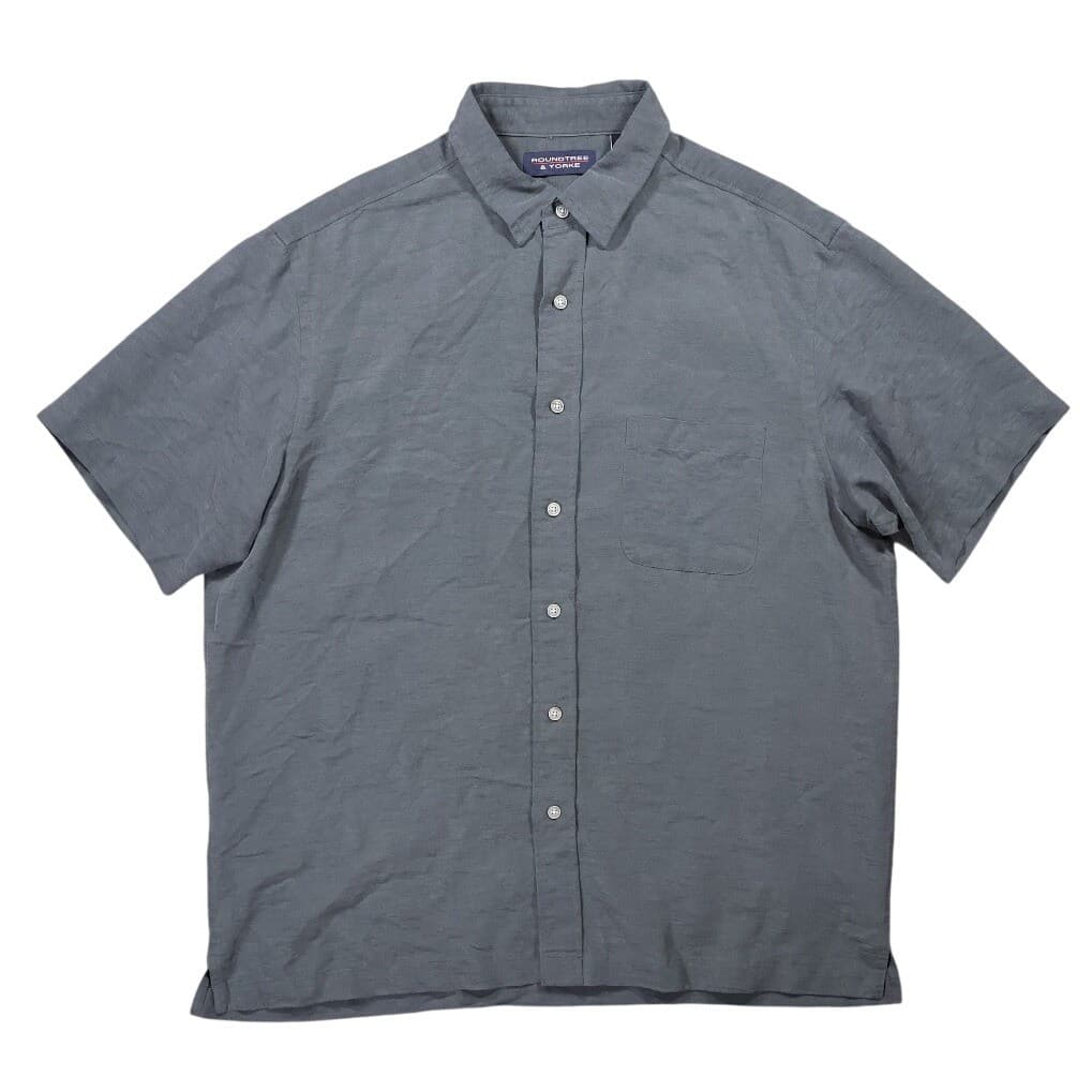 Roundtree & Yorke Button Up Mens L Gray Excellent Short Sleeve