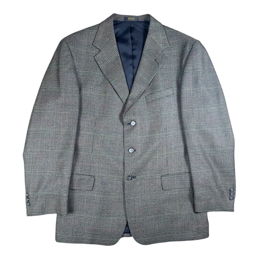 Jonathan Hunter Blazer Mens 42R Grey Brown Glen Plaid Sport Coat USA Tailored