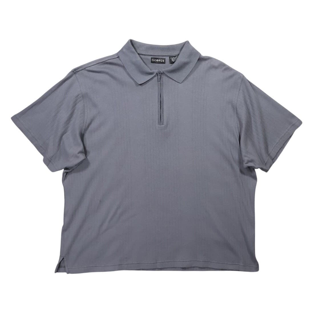 George Quarter Zip Polo Mens XL Gray Excellent Short Sleeve Ribbed Texture