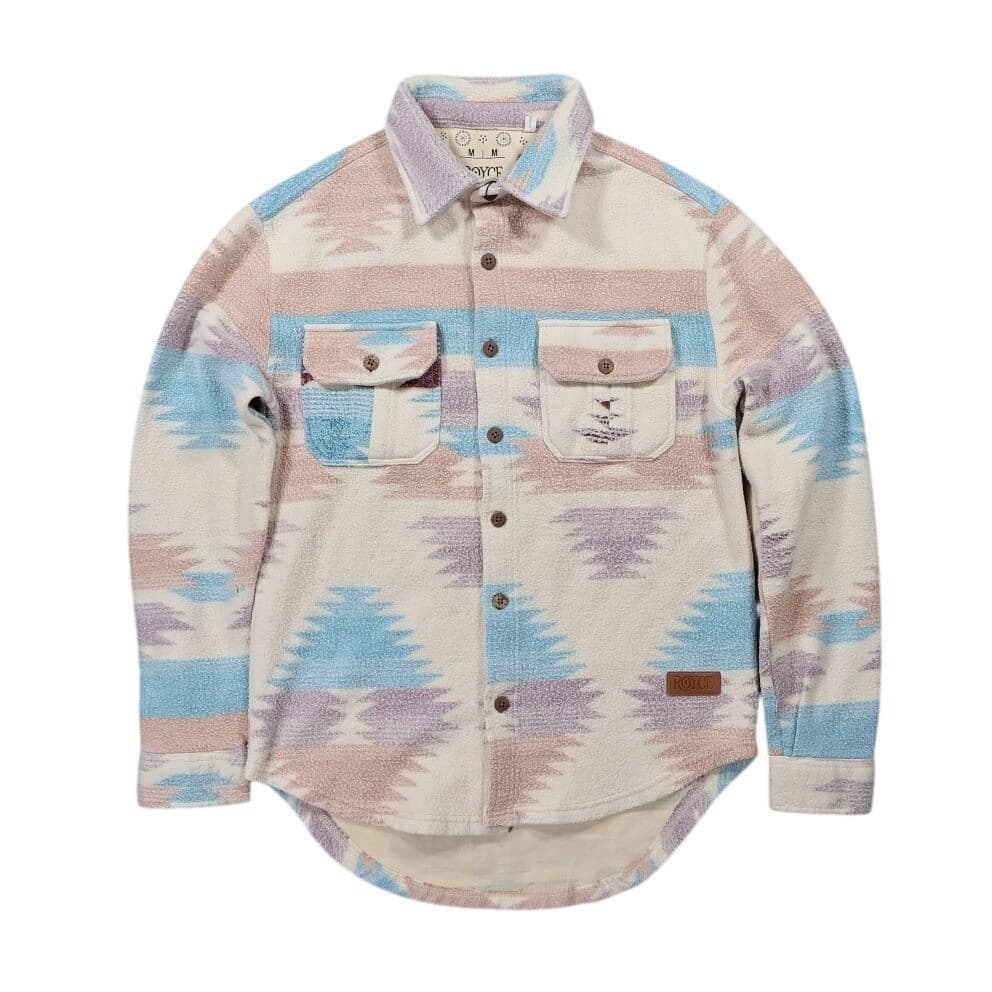 Royce Fleece Shirt Jacket Mens M Multicolor Excellent Southwestern Aztec Print