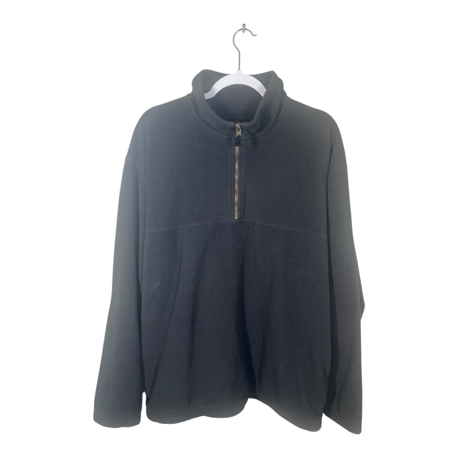 Weatherproof Fleece Pullover Mens Large Black Excellent Quarter Zip Mock Neck