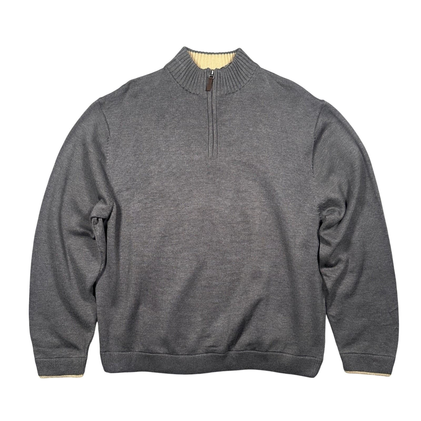 George Quarter-Zip Sweater Mens XL Charcoal Grey New Cotton Blend Mock Neck