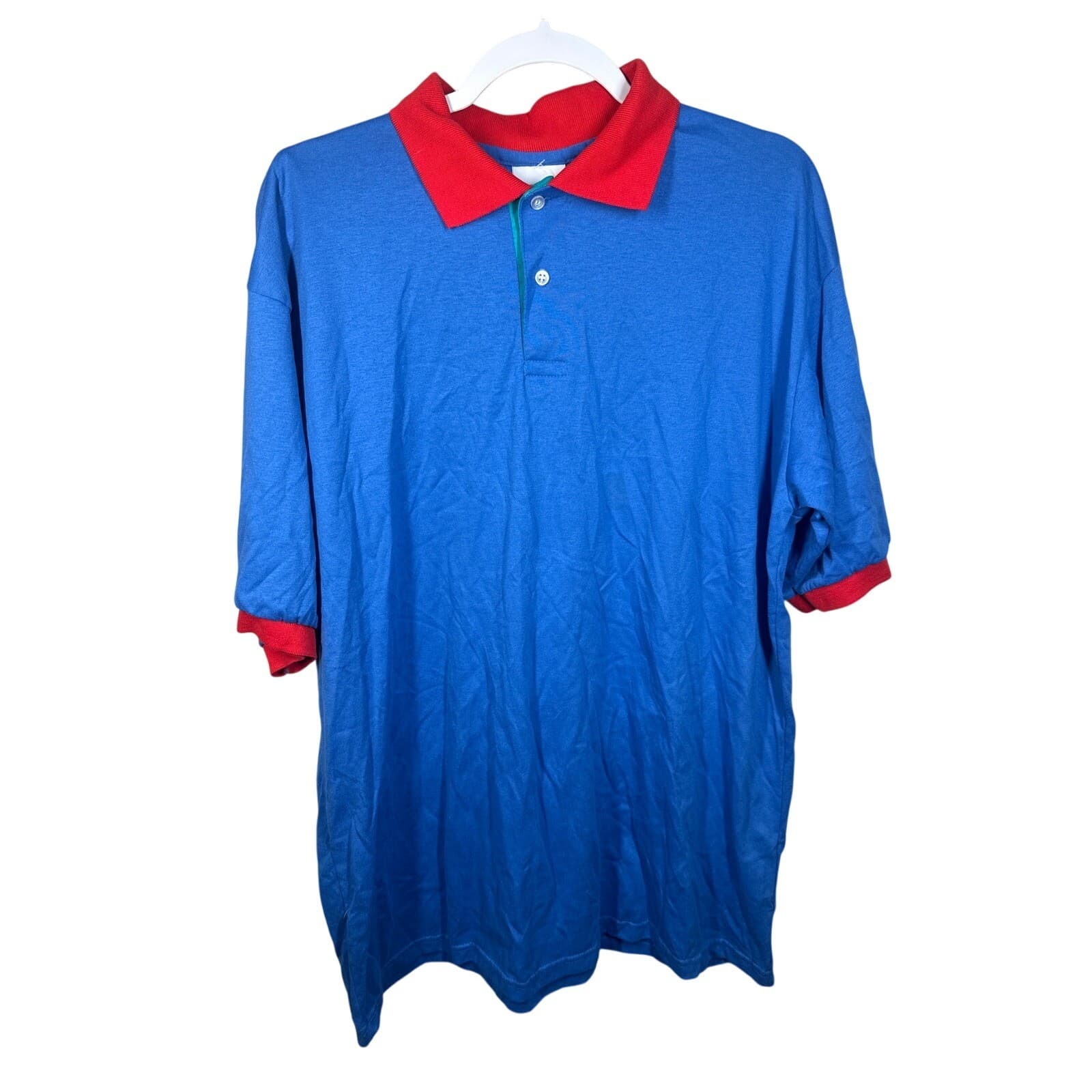 Hartwell Sports Polo Shirt Mens XL Blue Excellent Colorblock Short Sleeve Retro