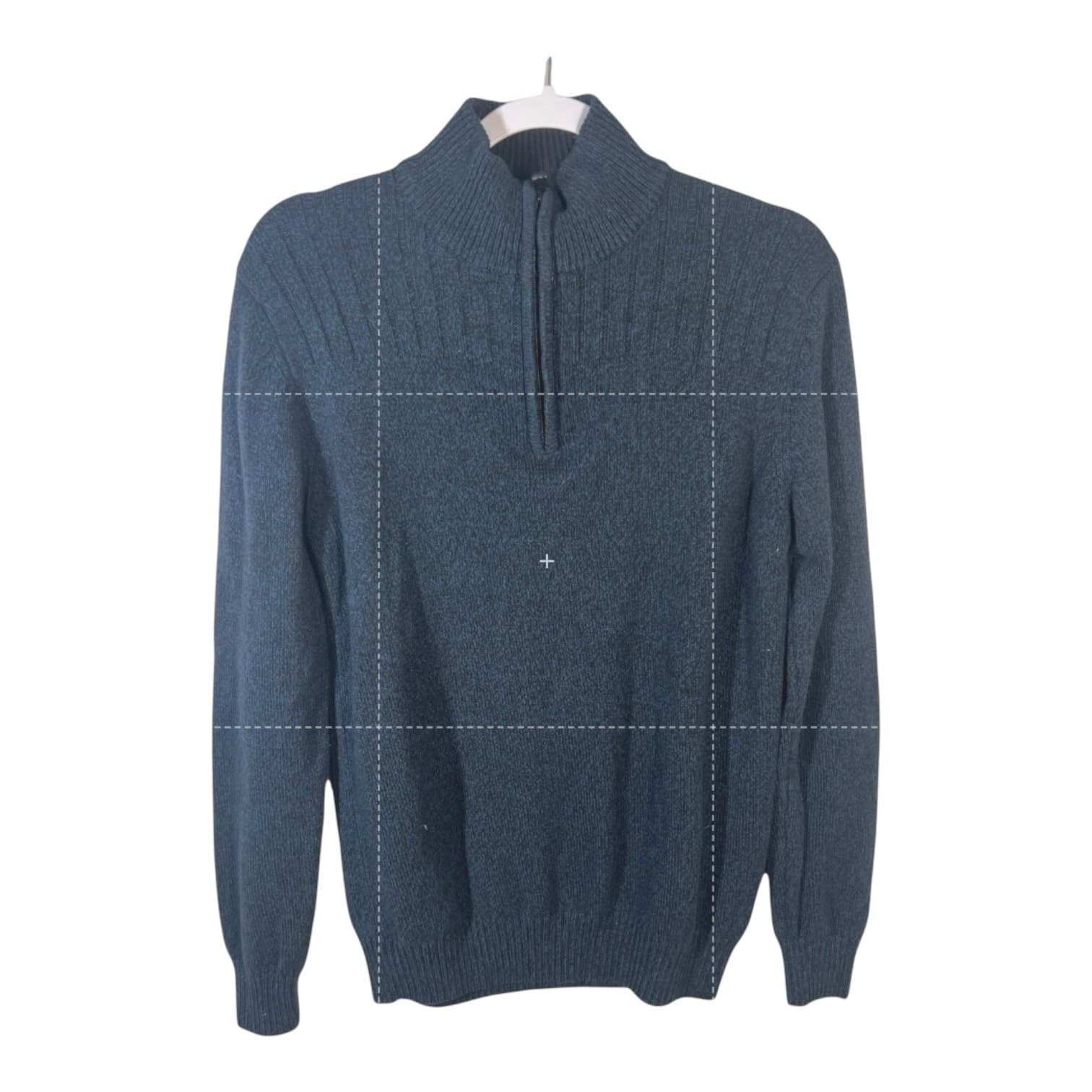 Method Quarter Zip Sweater Mens Small Blue Excellent Ribbed Knit Mock Neck
