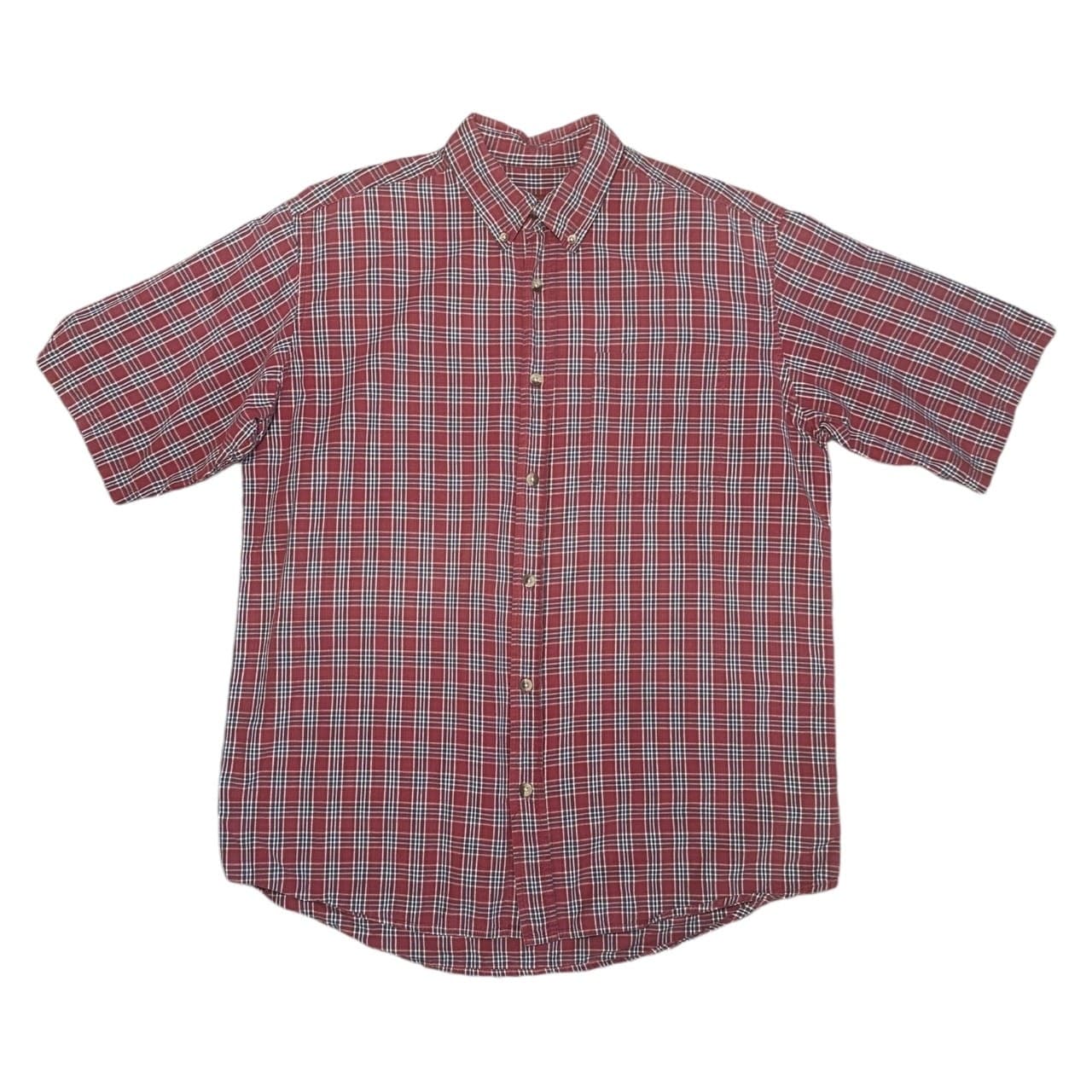 Bob Timberlake Men's L Red Plaid Button-Down Short Sleeve Shirt