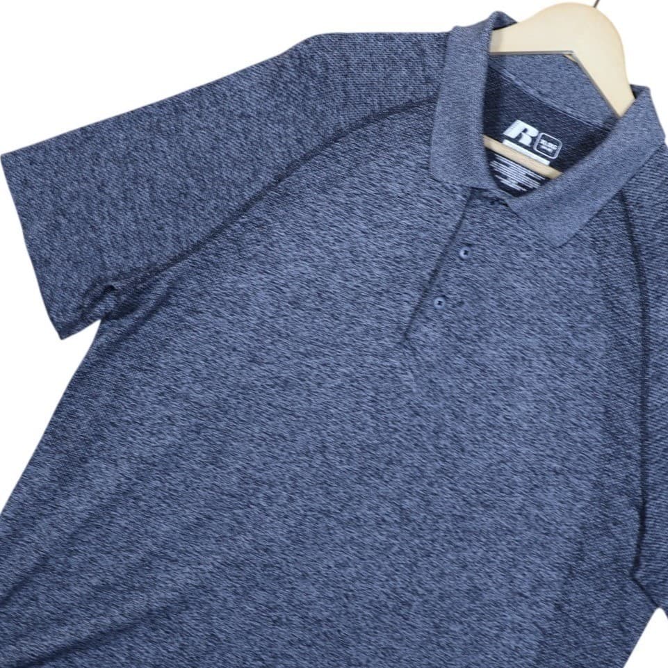 Russell Athletic Men Heather Gray Training Fit Short Sleeve Polo Shirt XL