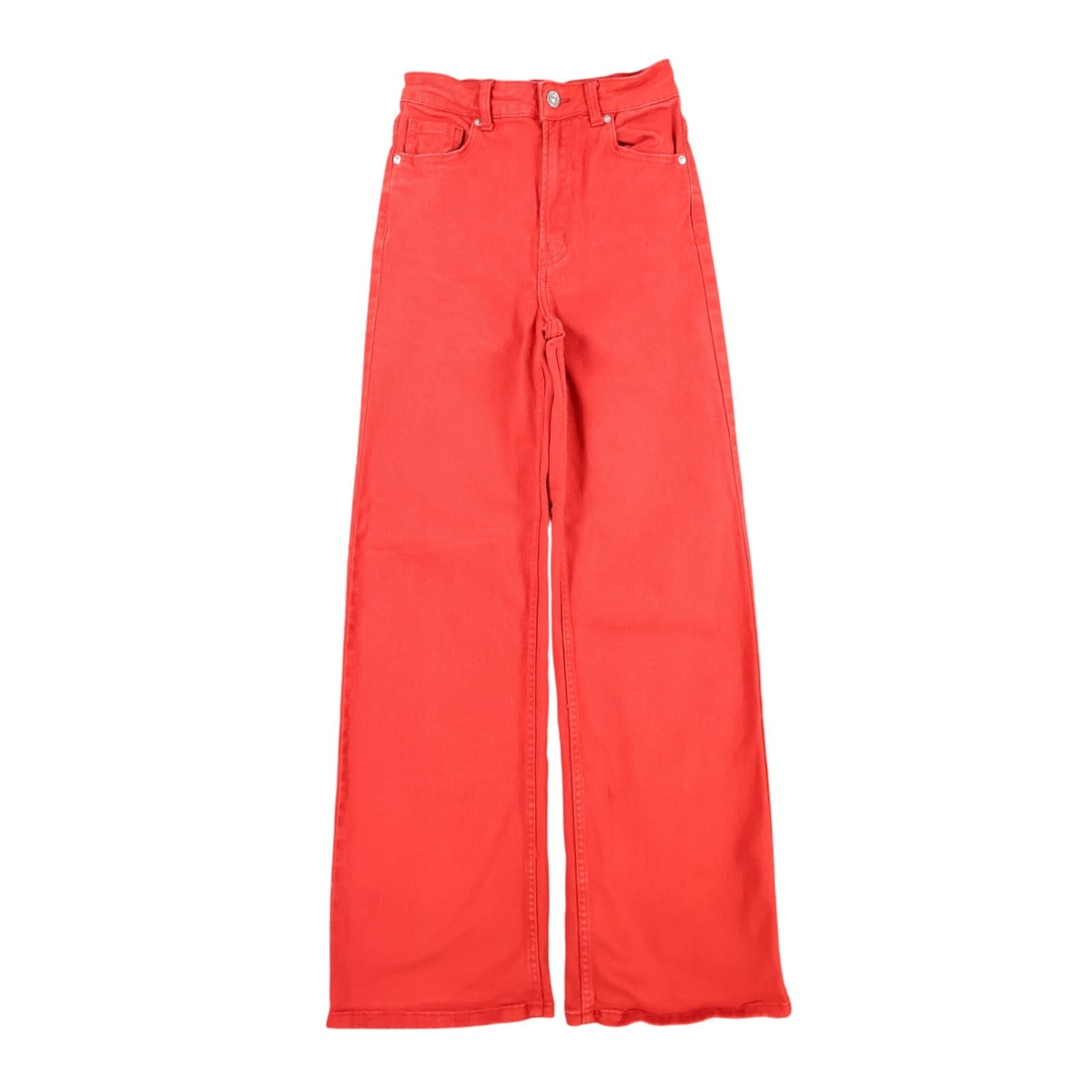 H&M Divided Wide Leg Jeans Womens Size 2 Red Cotton High Rise Stretch Denim
