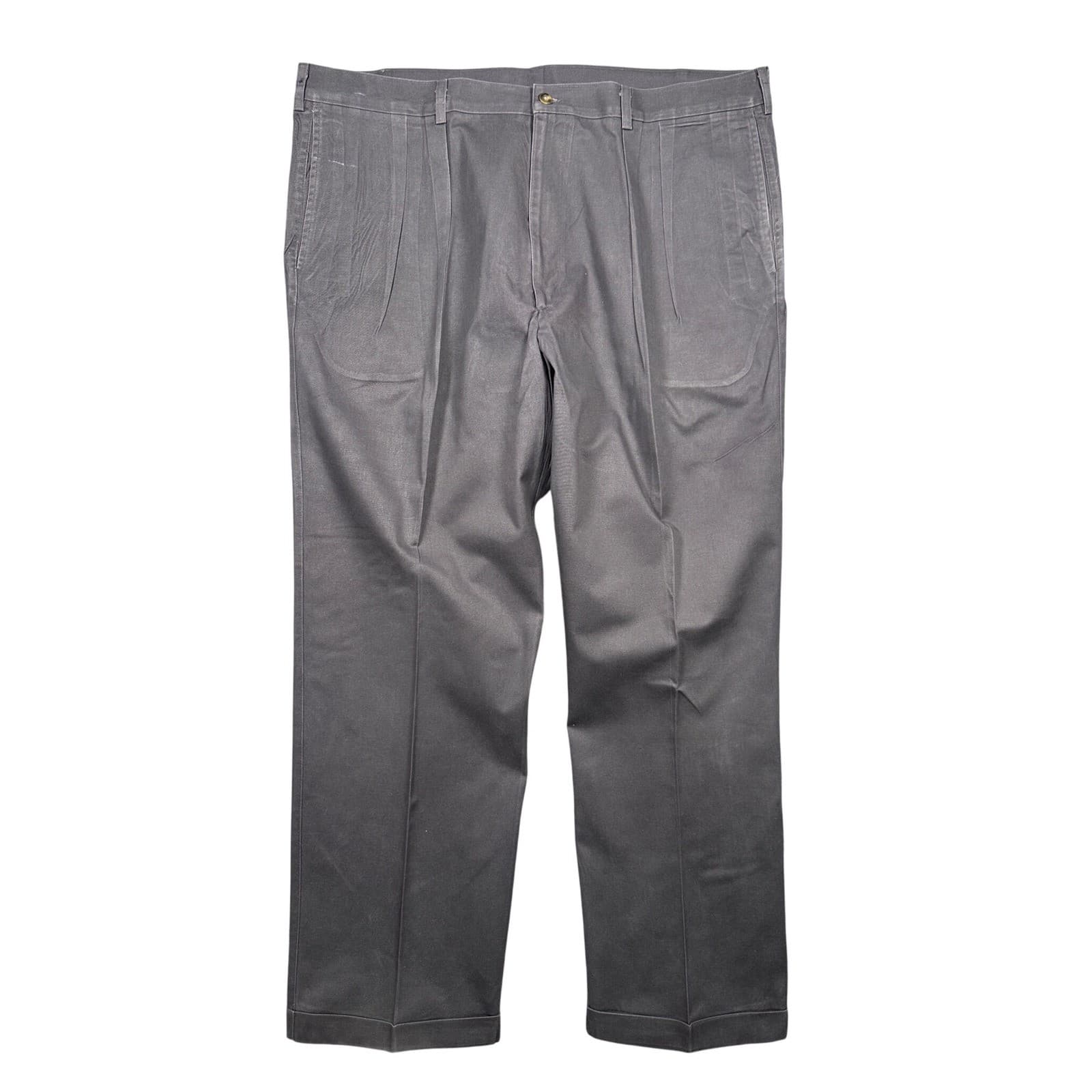 Haggar Black Label Pleated Dress Pants Mens 44x32 Gray Cotton Cuffed