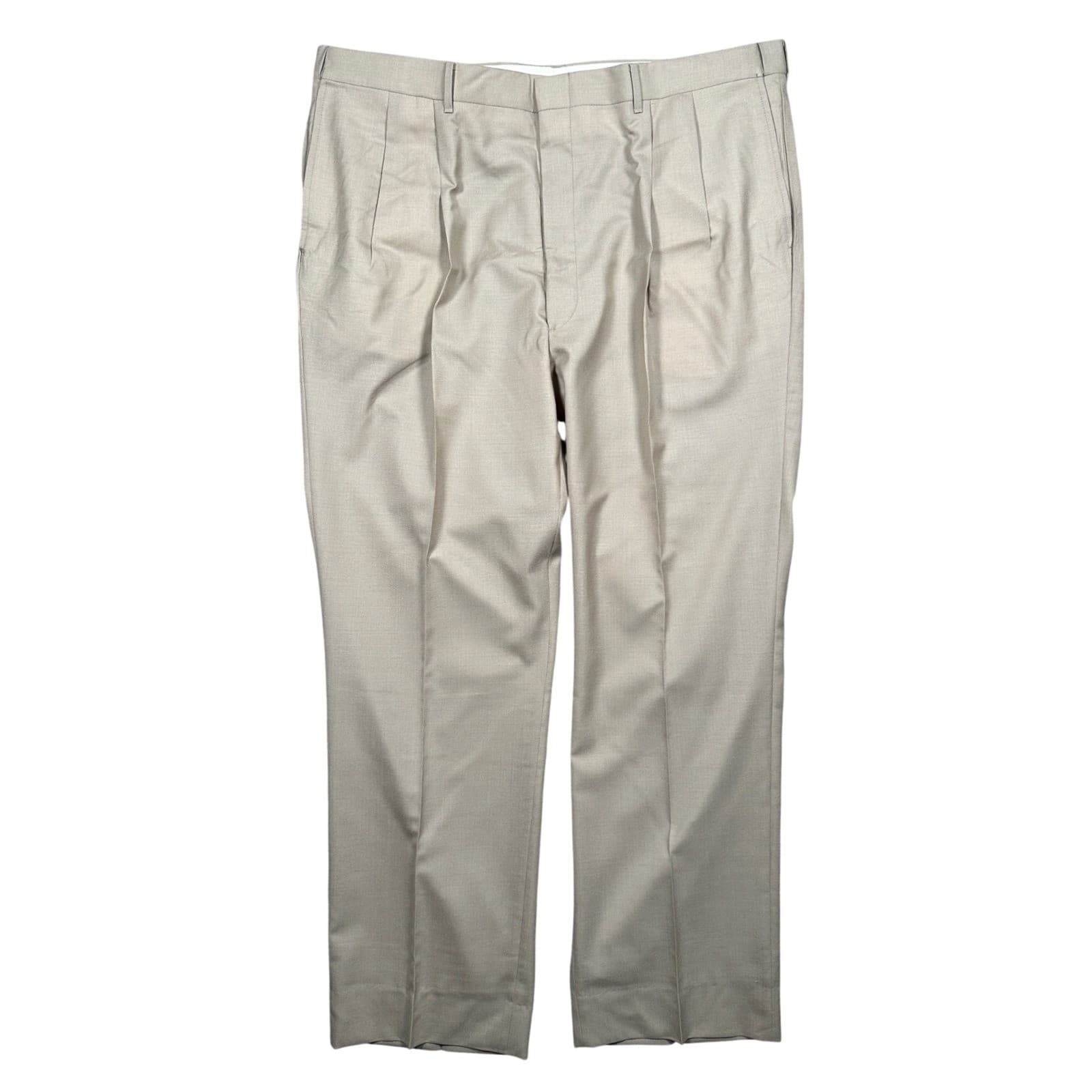 Norm Thompson Pleated Dress Pants Mens 44 Long Tan Worsted Wool Blend