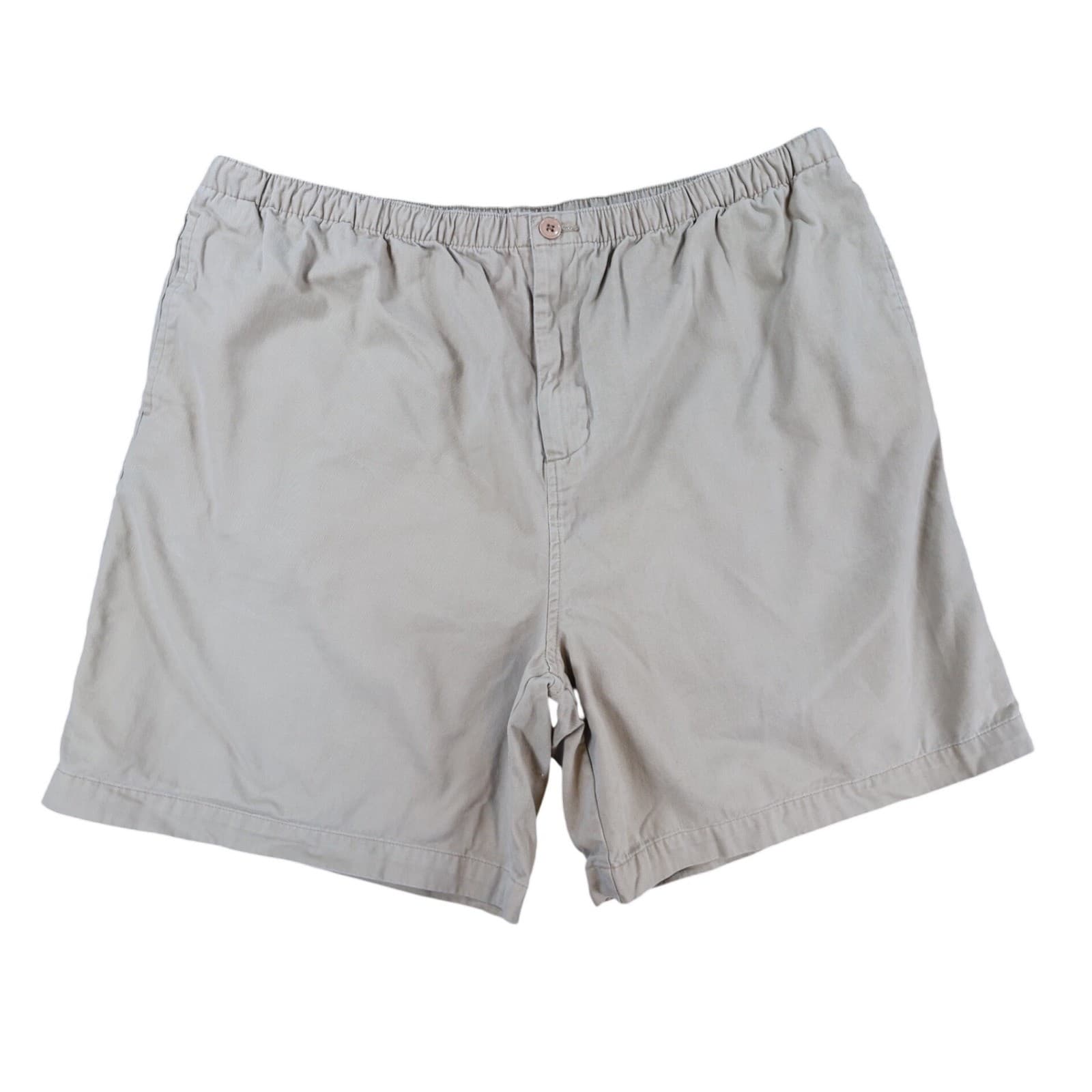 Falls Creek Shorts Mens XL Tan 100% Cotton Elastic Waist Relaxed Casual Khaki