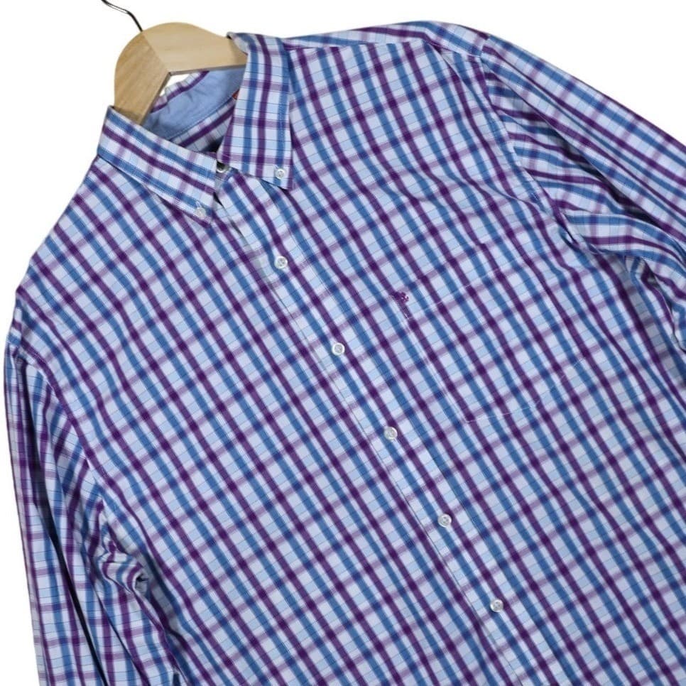 IZOD Men's Large Long Sleeve Plaid Button Down Shirt Casual Dress Shirt
