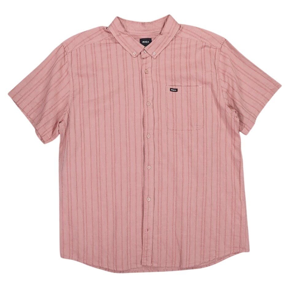 RVCA Button Down Shirt Mens XXL Pink NWOT Striped Slim Fit Short Sleeve
