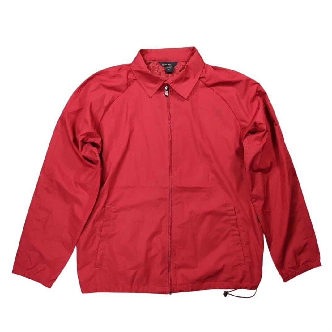 North End Windbreaker Jacket Mens Large Red Excellent Vintage Full Zip