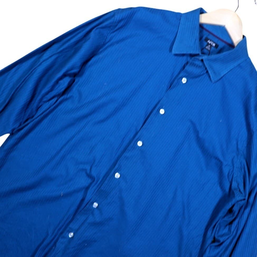 APT 9 Mens XL Blue Pinstripe Long Sleeve Button Up Dress Shirt