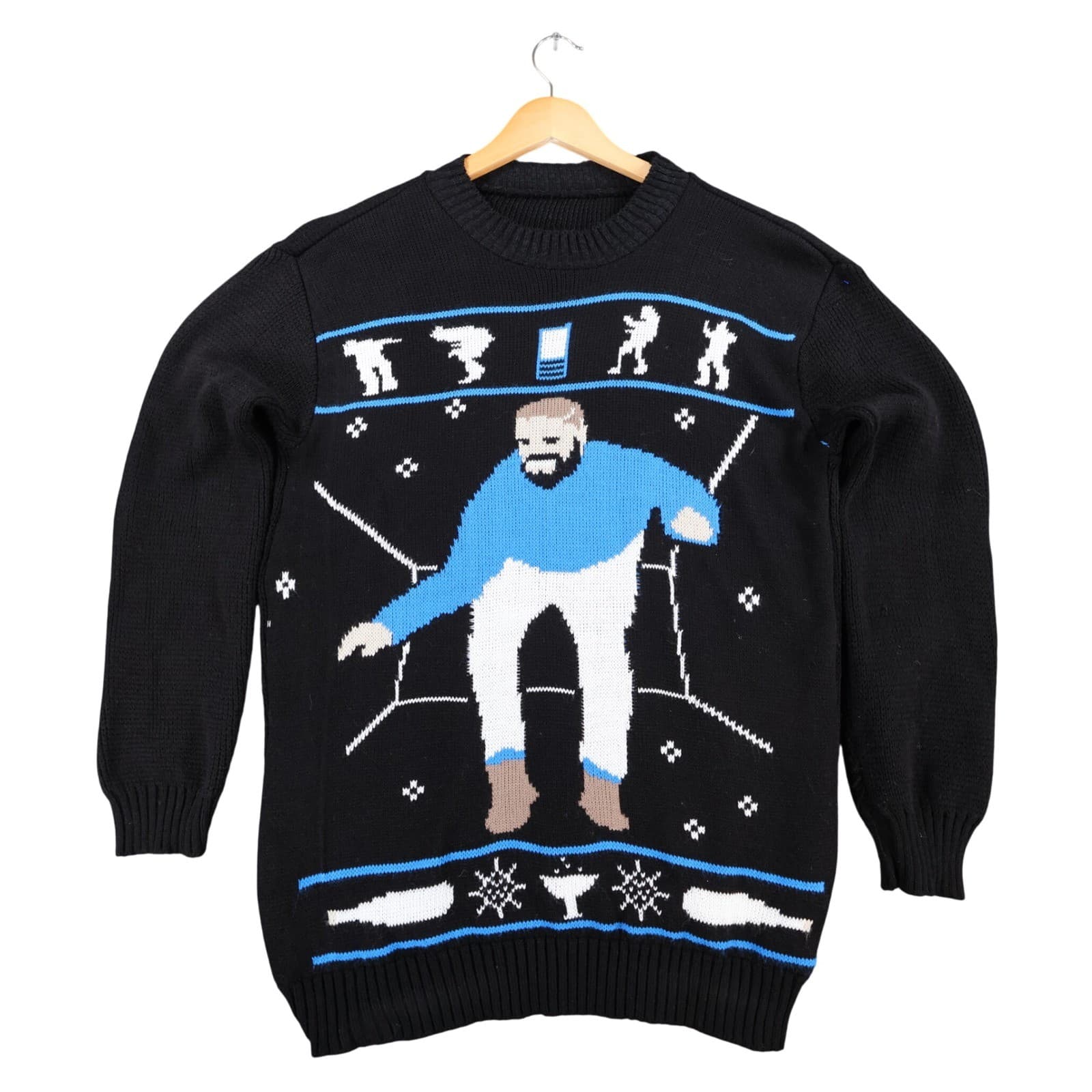 Unbranded Hotline Bling Sweater Mens Large Black Mixed Fibres Drake Ugly Holiday