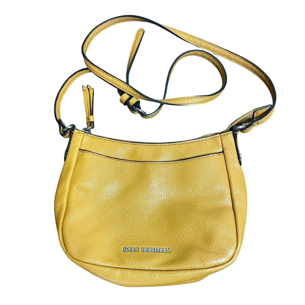 Dana Buchman Crossbody Women Small Yellow Excellent Pebbled Faux Leather