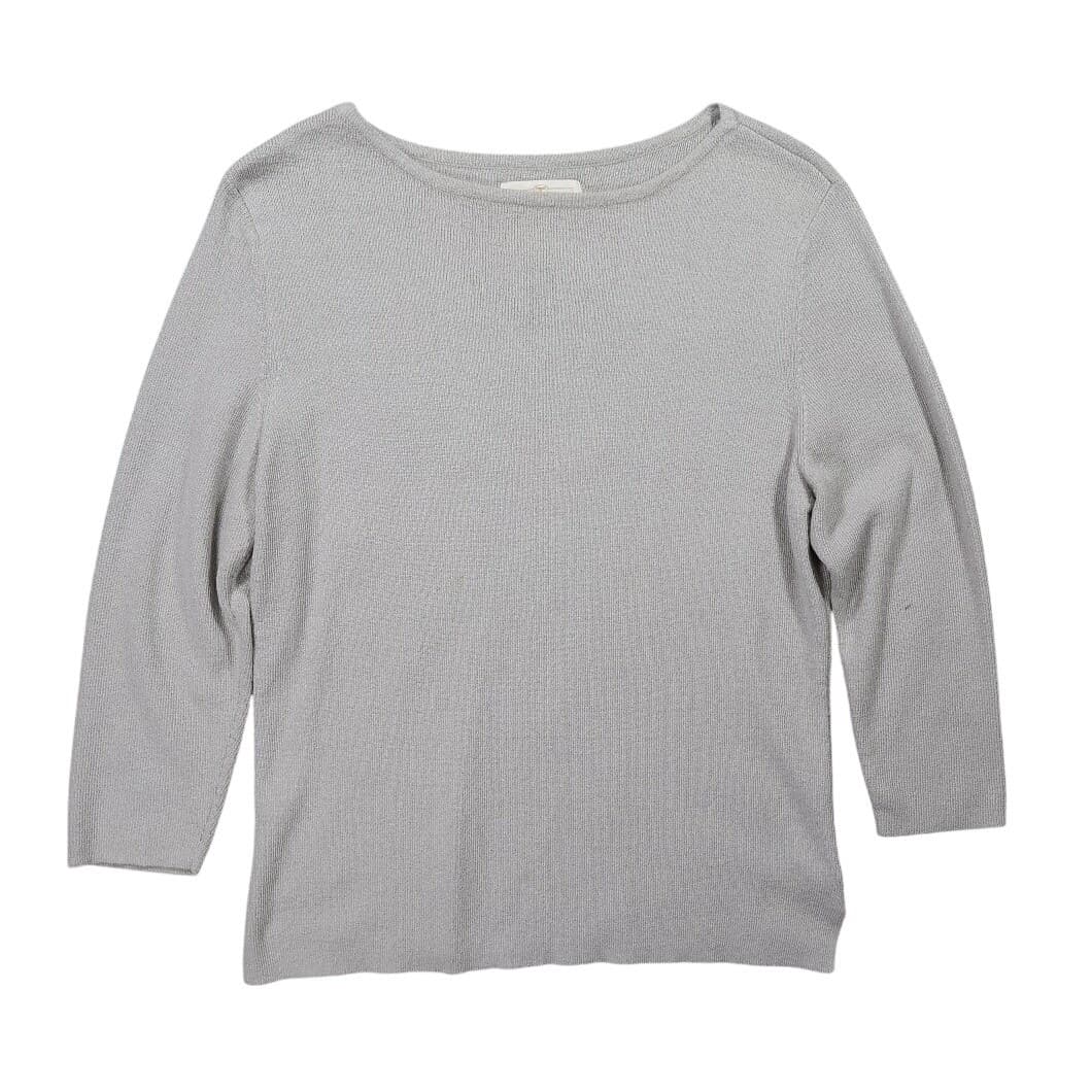 Worthington Sweater Women XL Gray Excellent Acrylic Nylon Boat Neck 3/4 Sleeve
