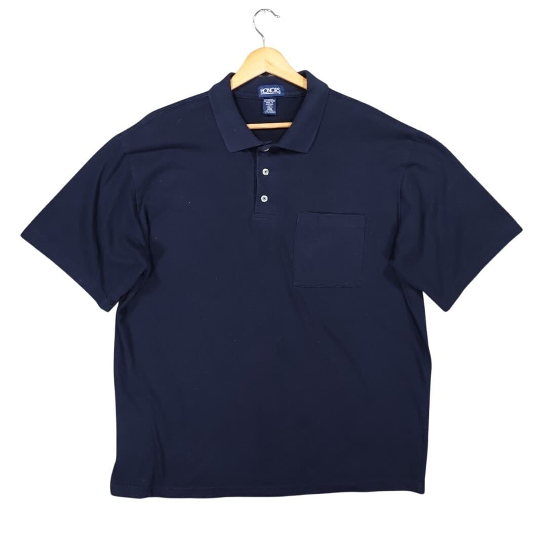 Honors Polo Shirt Mens XL Navy Blue Excellent Short Sleeve Pocket Solid