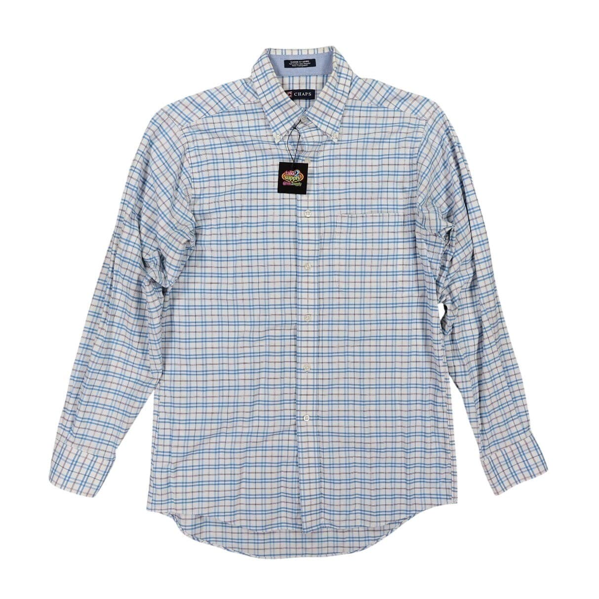 Chaps Button Down Shirt Mens M Blue Excellent Plaid Long Sleeve Classic Fit