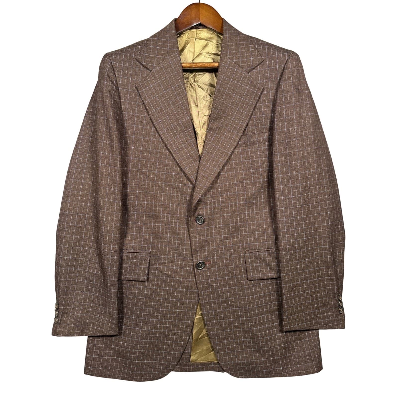 JCPenney Contemporary Classic Blazer Mens Brown Windowpane Vintage 70s