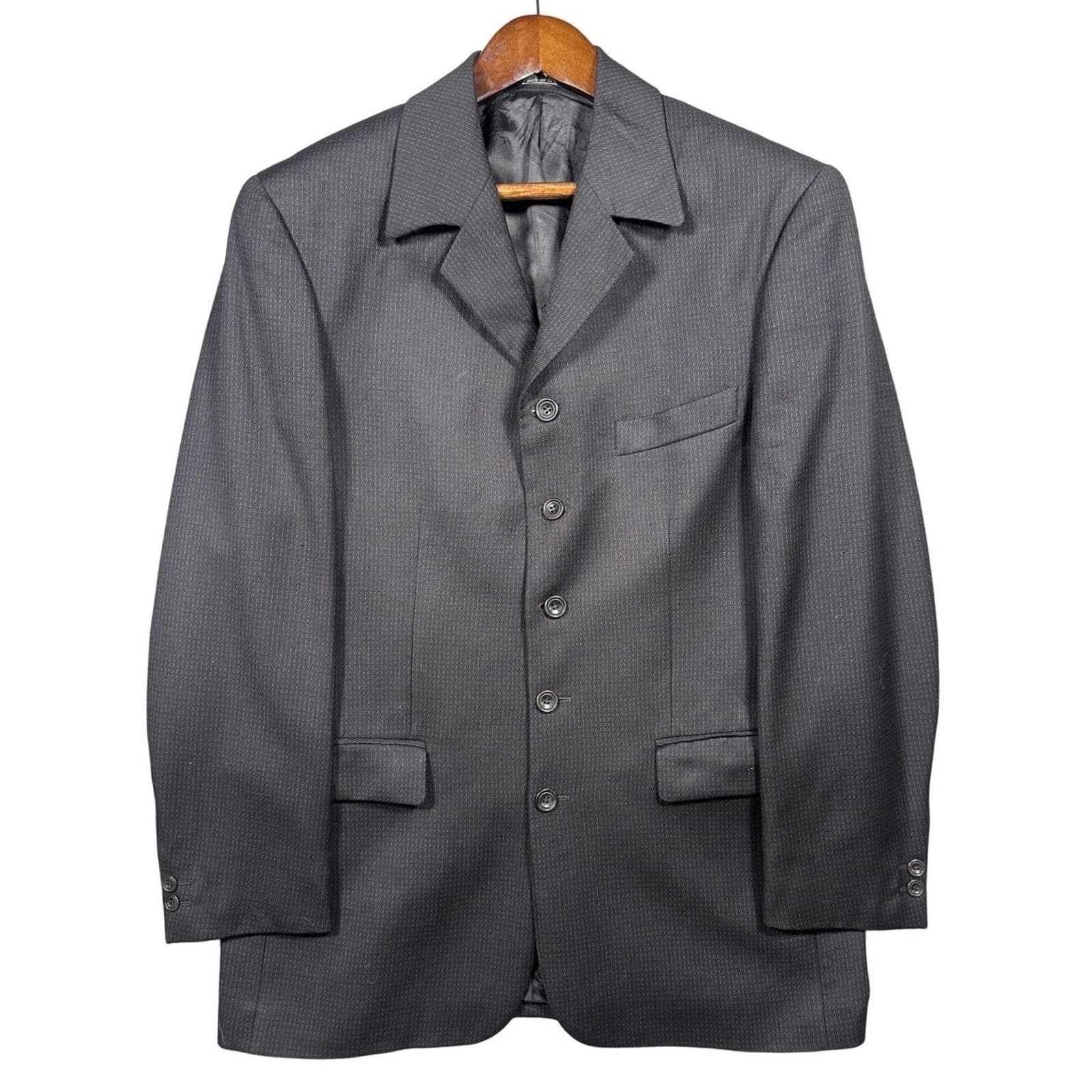 Lanificio Tessilstrona Blazer Mens Large Charcoal Grey Super 100s Wool