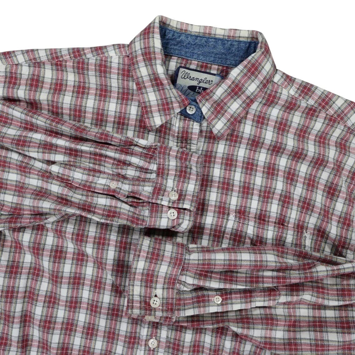 Wrangler Button Up Shirt Womens Medium Red Excellent Vintage Plaid Long Sleeve