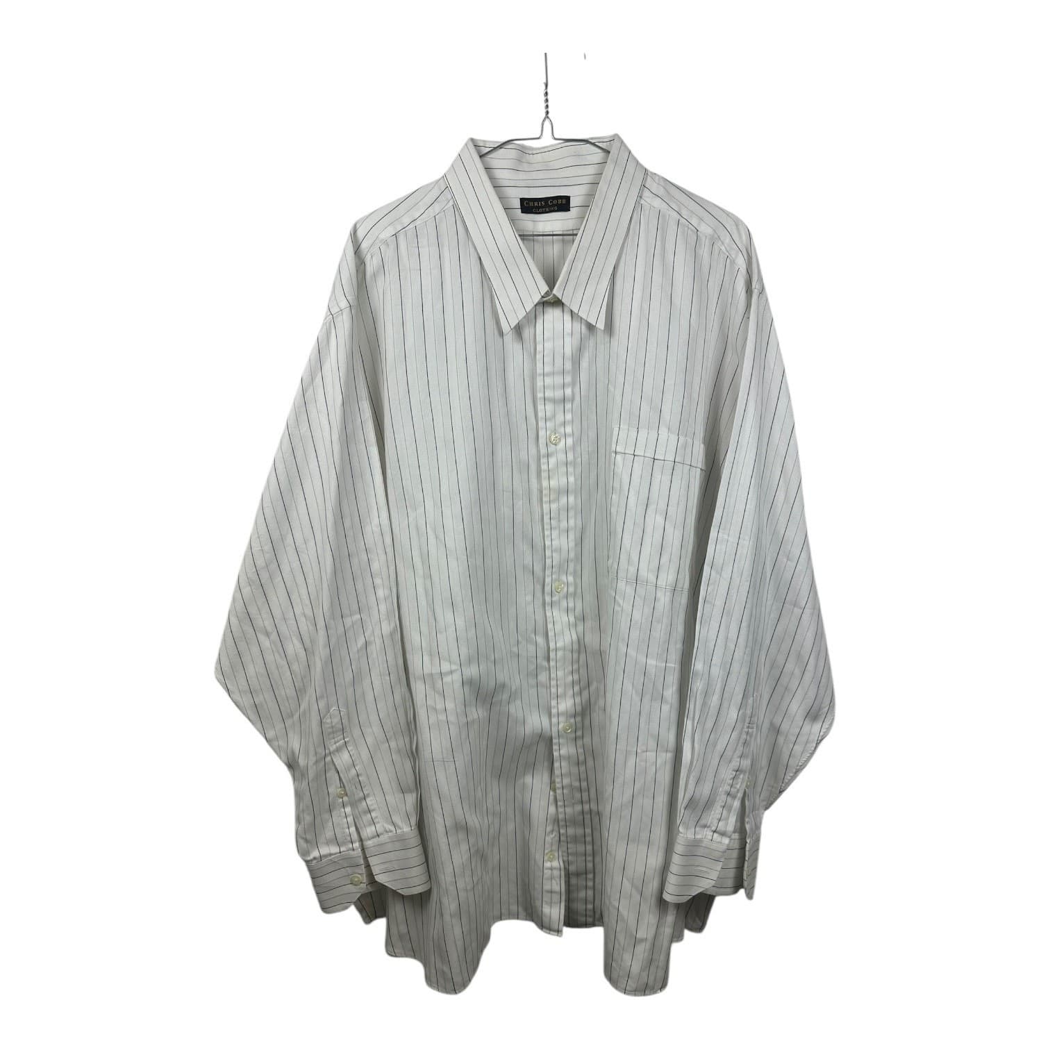 Chris Cobb Clothing Men’s Button-Down Shirt Vertical Stripe White Blue 3XL