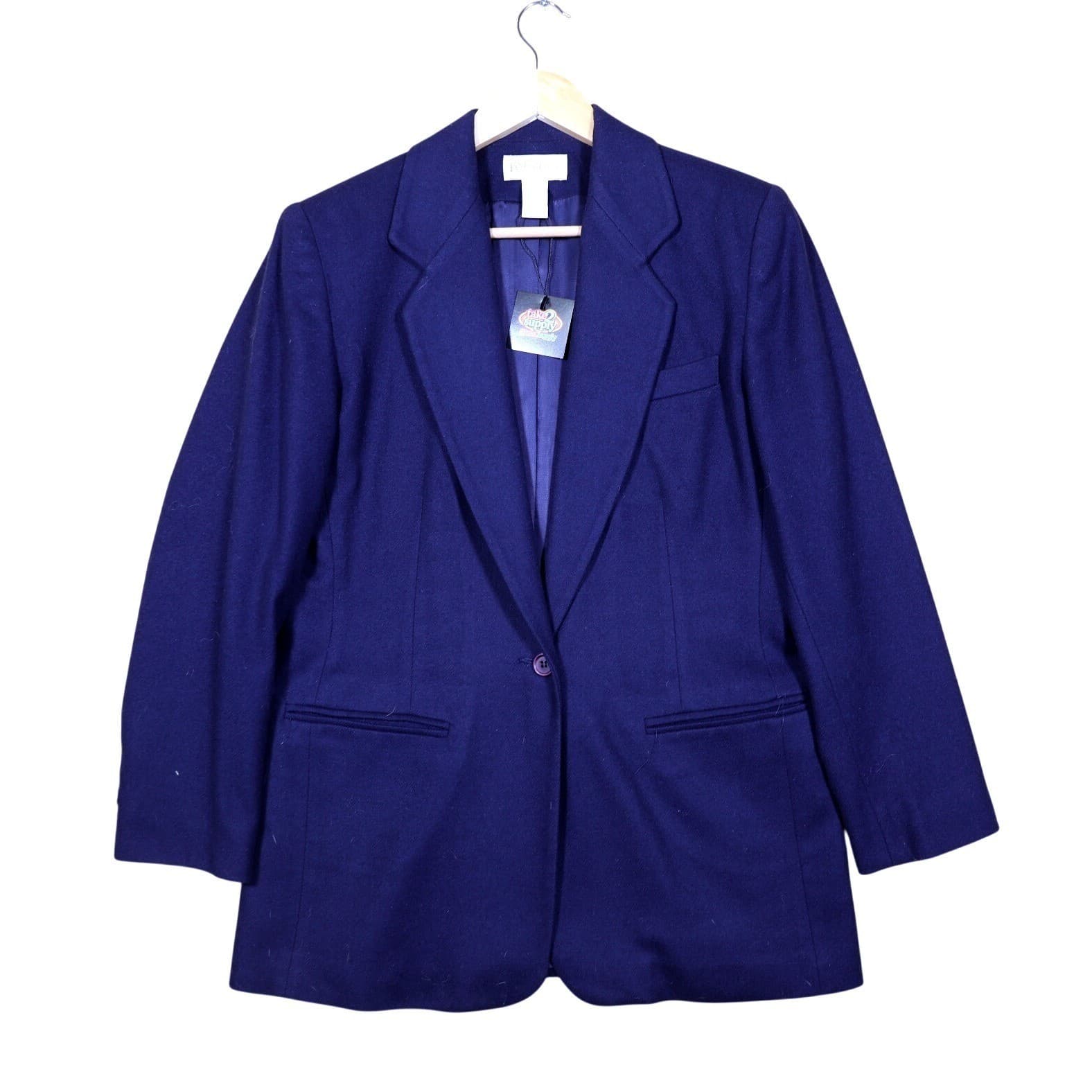 Lands End Womens Size 6P Navy Blue Wool Blend Blazer Jacket