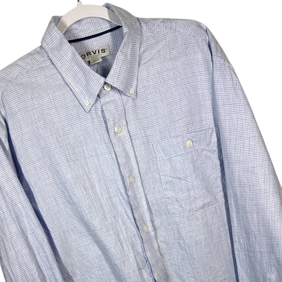 ORVIS Mens Classic Collection Button Down Shirt Long Sleeve Gingham Check Size L