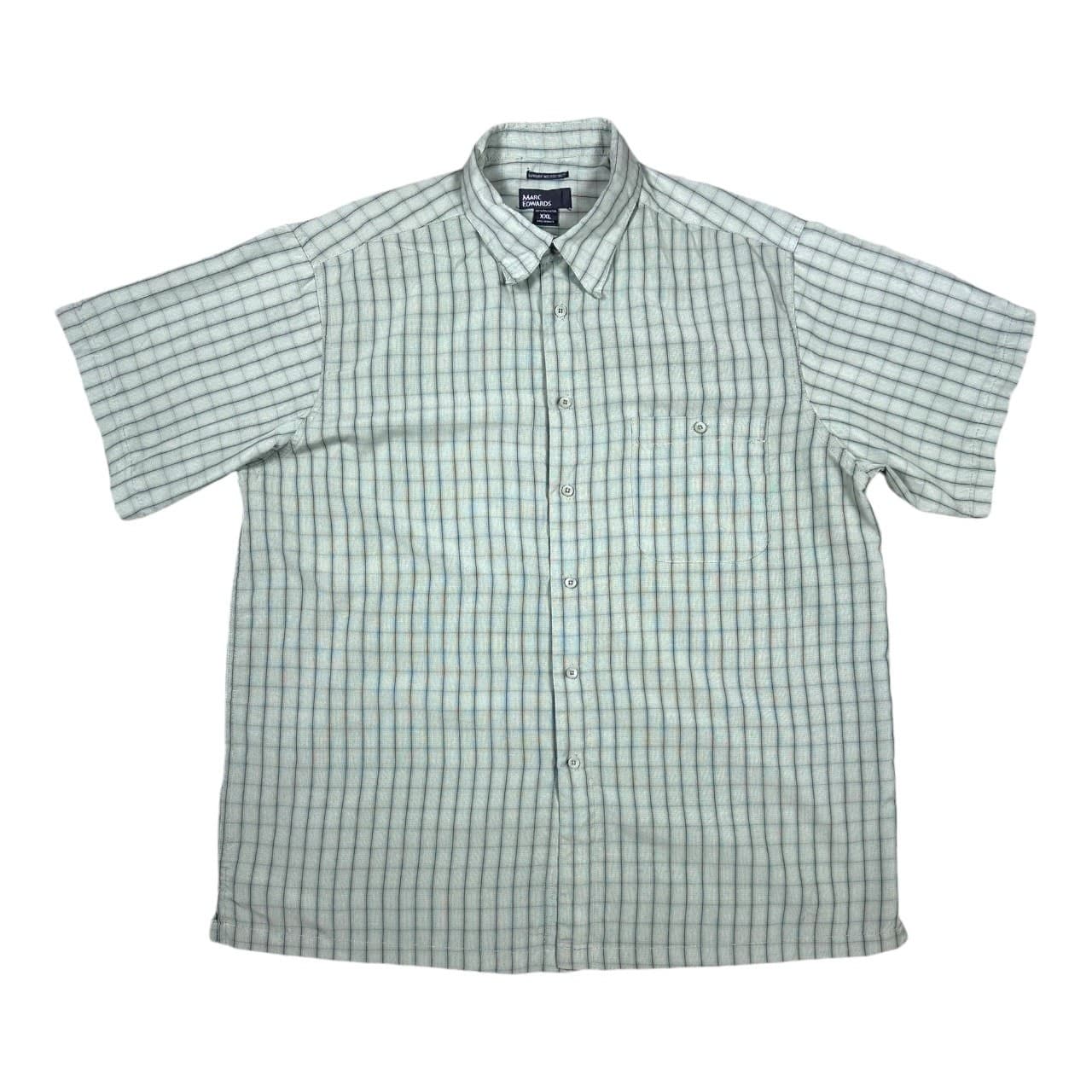 Marc Edwards Men's XXL Green Graph Check Short Sleeve Button-Up Shirt