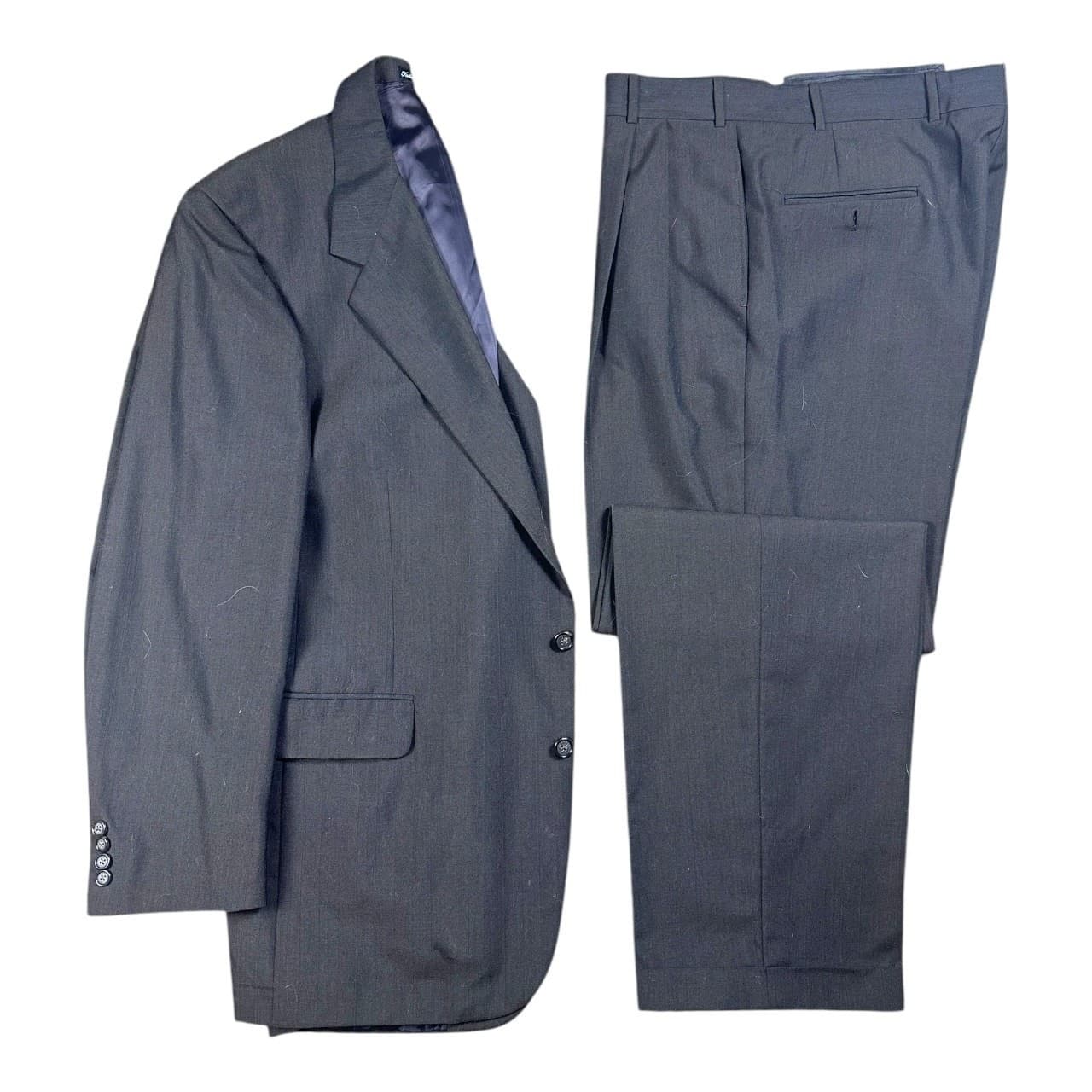 Tom James Gray Pinstripe Suit Mens 43L Executive Collection Wool