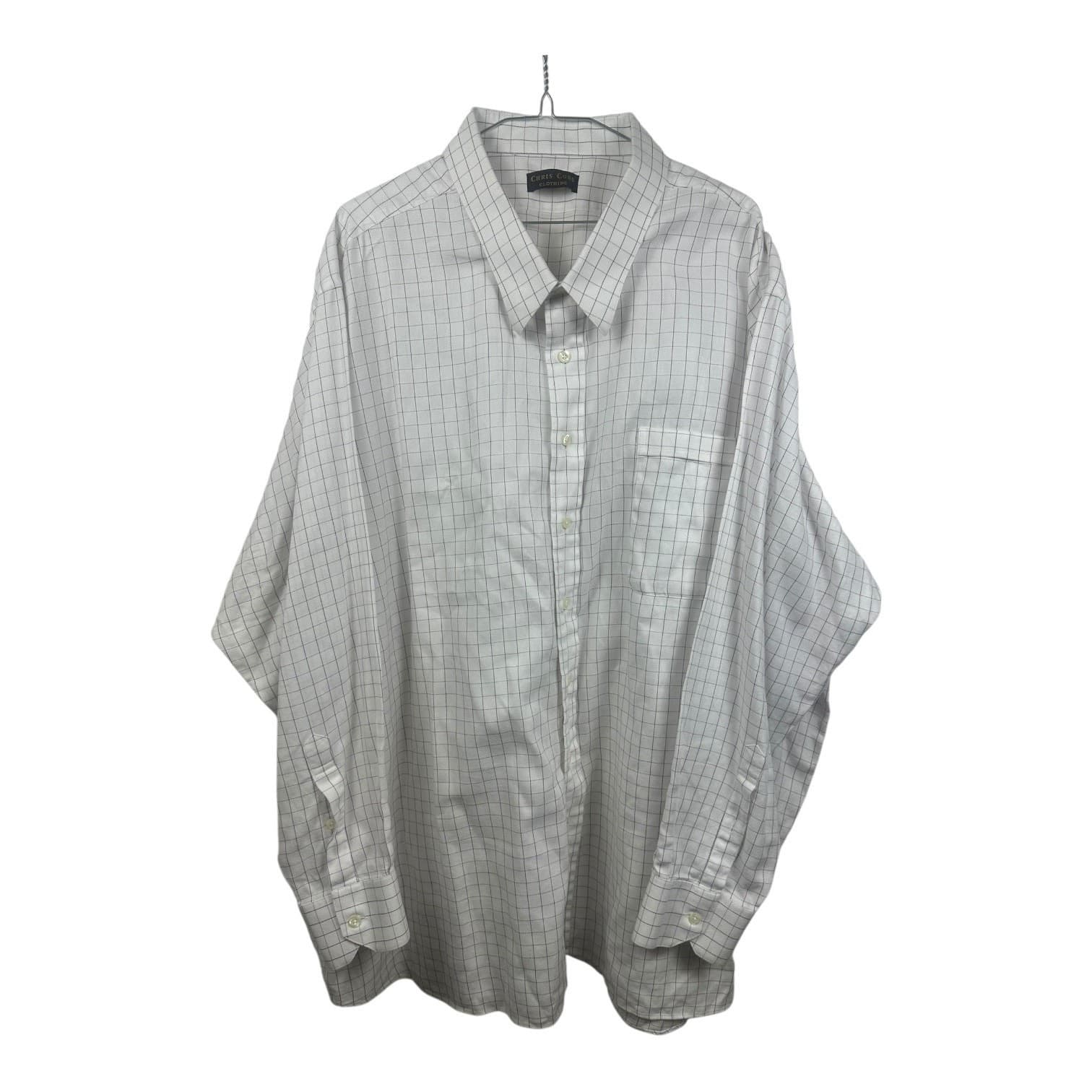 Chris Cobb Men’s Dress Shirt Windowpane Check White Gray 3XL Long Sleeve
