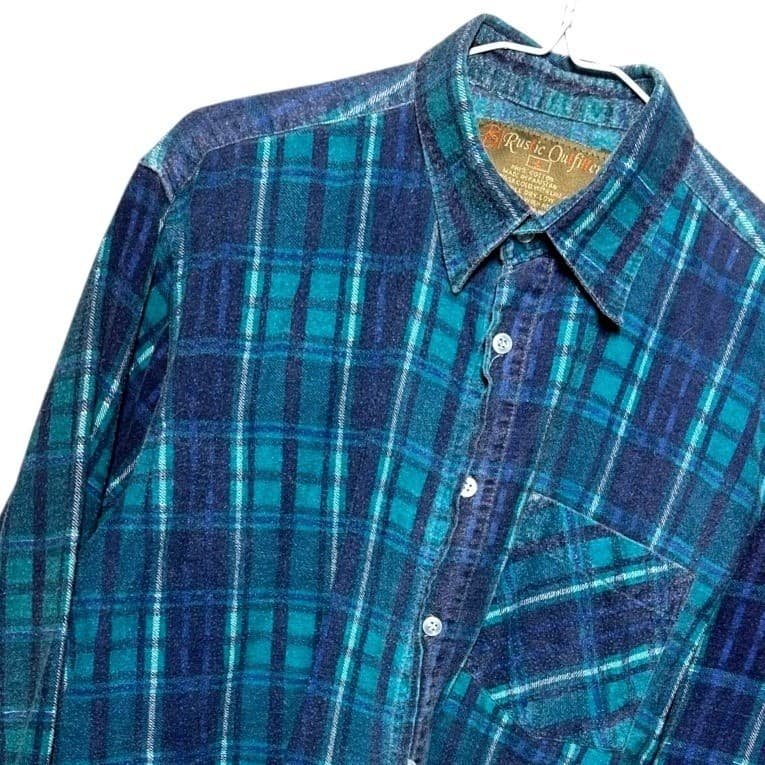 Rustic Outfitters Mens Plaid Flannel Long Sleeve Button Up Shirt Large