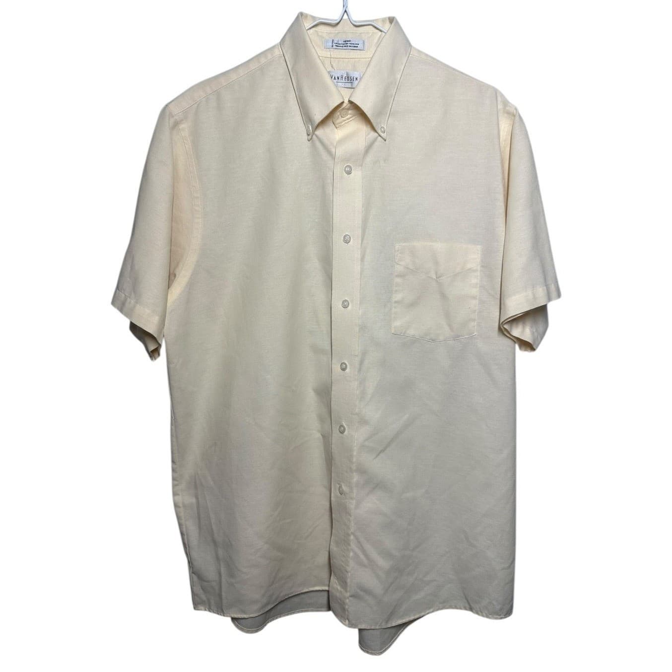 VAN HEUSEN Men's Short Sleeve Oxford Button Down Shirt Size Large 16.5