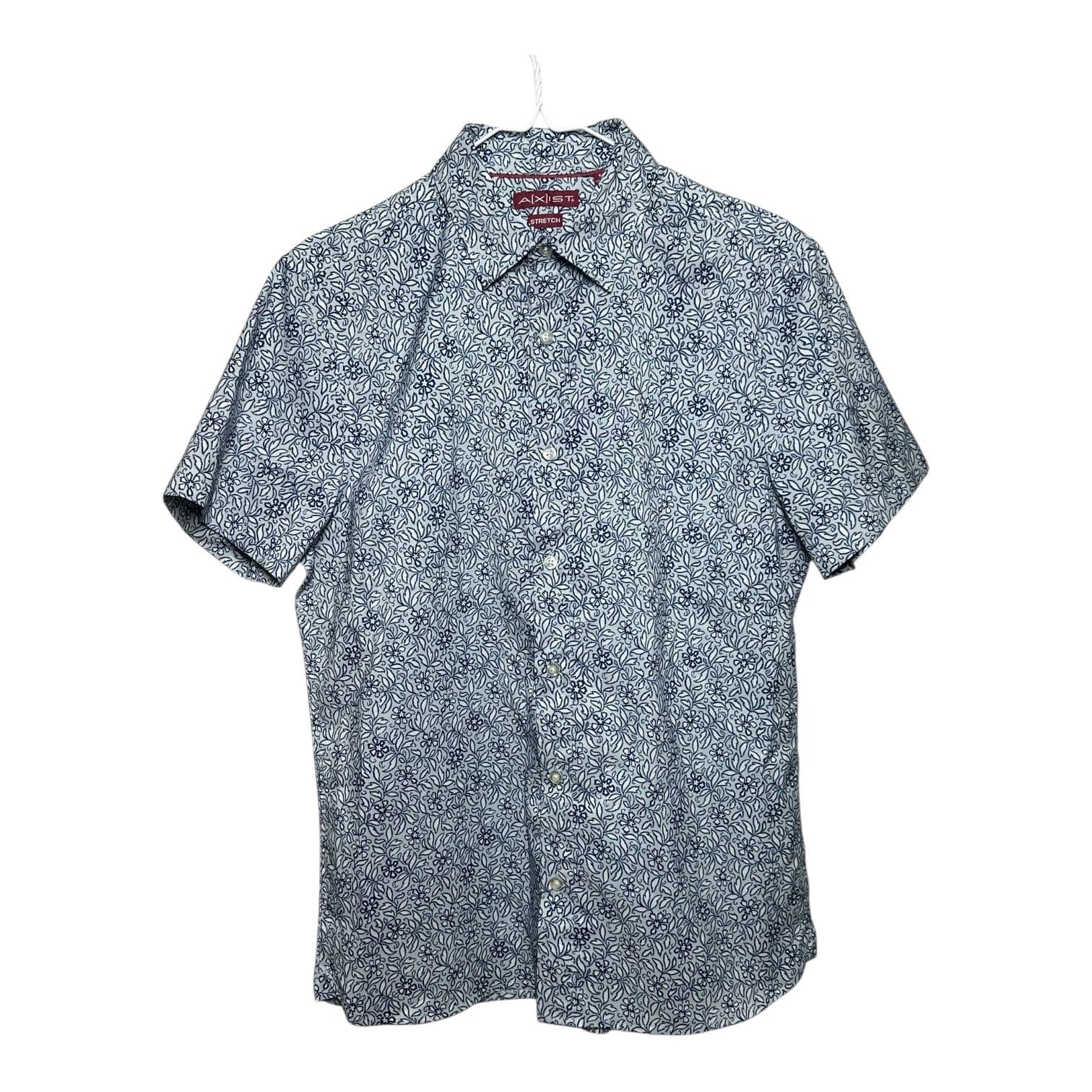 AXIST Men’s Short Sleeve Button-Down Shirt Floral Print Blue Size S