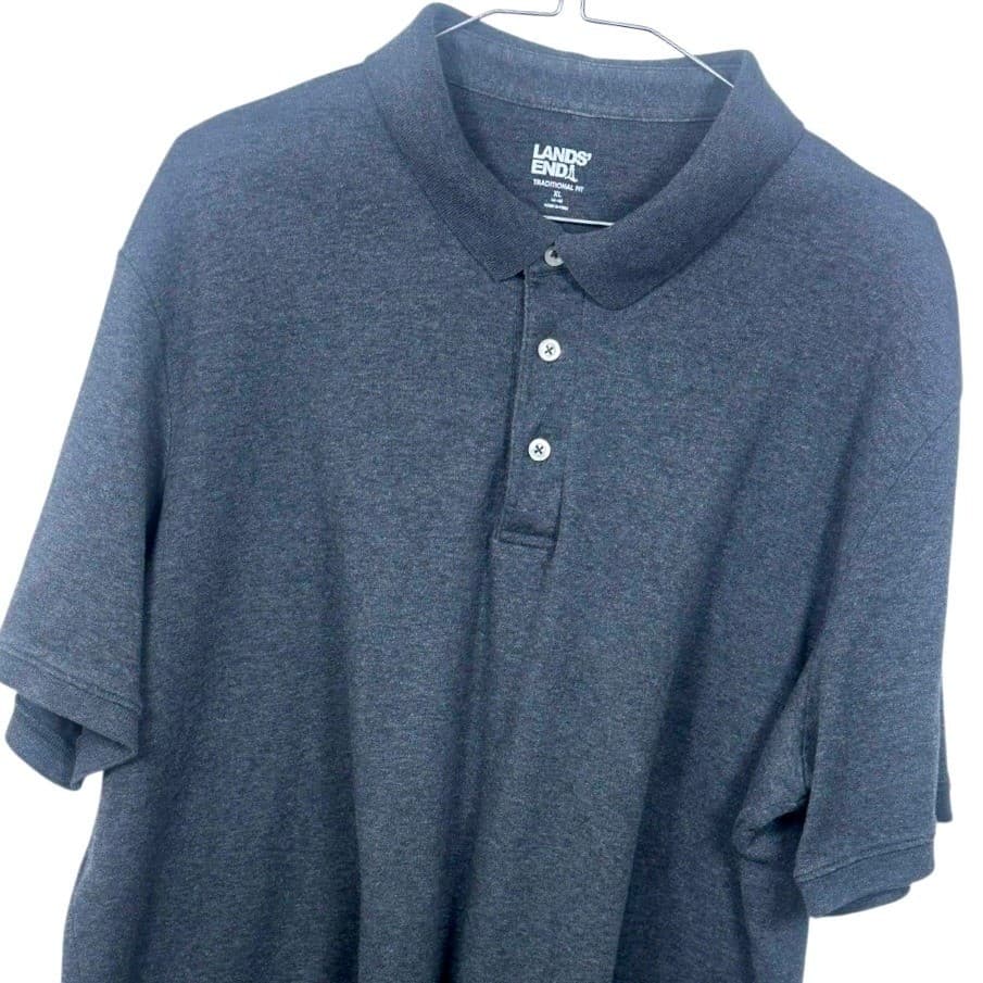 Lands End Mens Dark Gray Traditional Fit Short Sleeve Polo Shirt XL