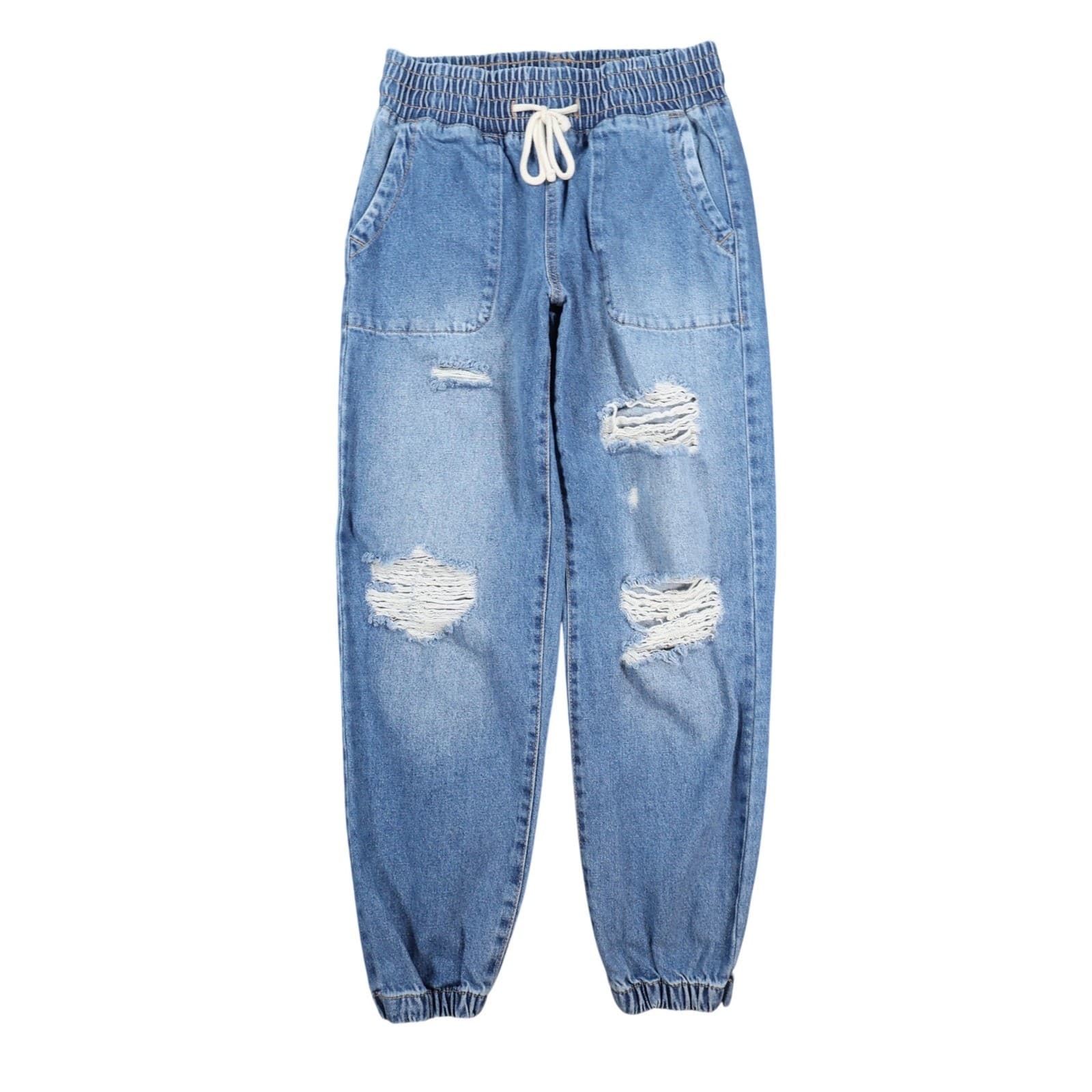 Celebrity Pink Jogger Jeans Women Small Blue Cotton Distressed Relaxed Denim