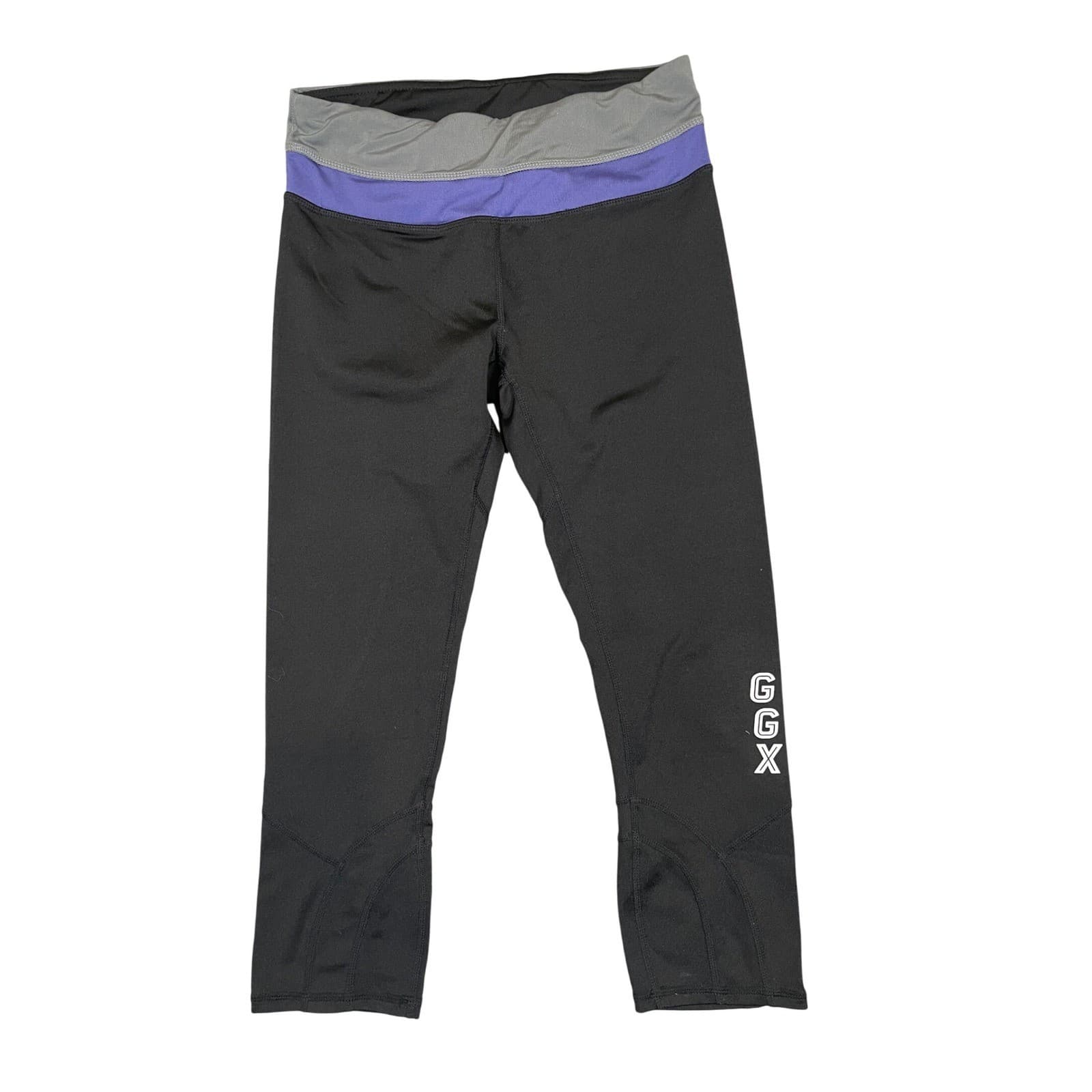 Golds Gym GGX Yoga Pants Women Small Black Purple Capri Leggings