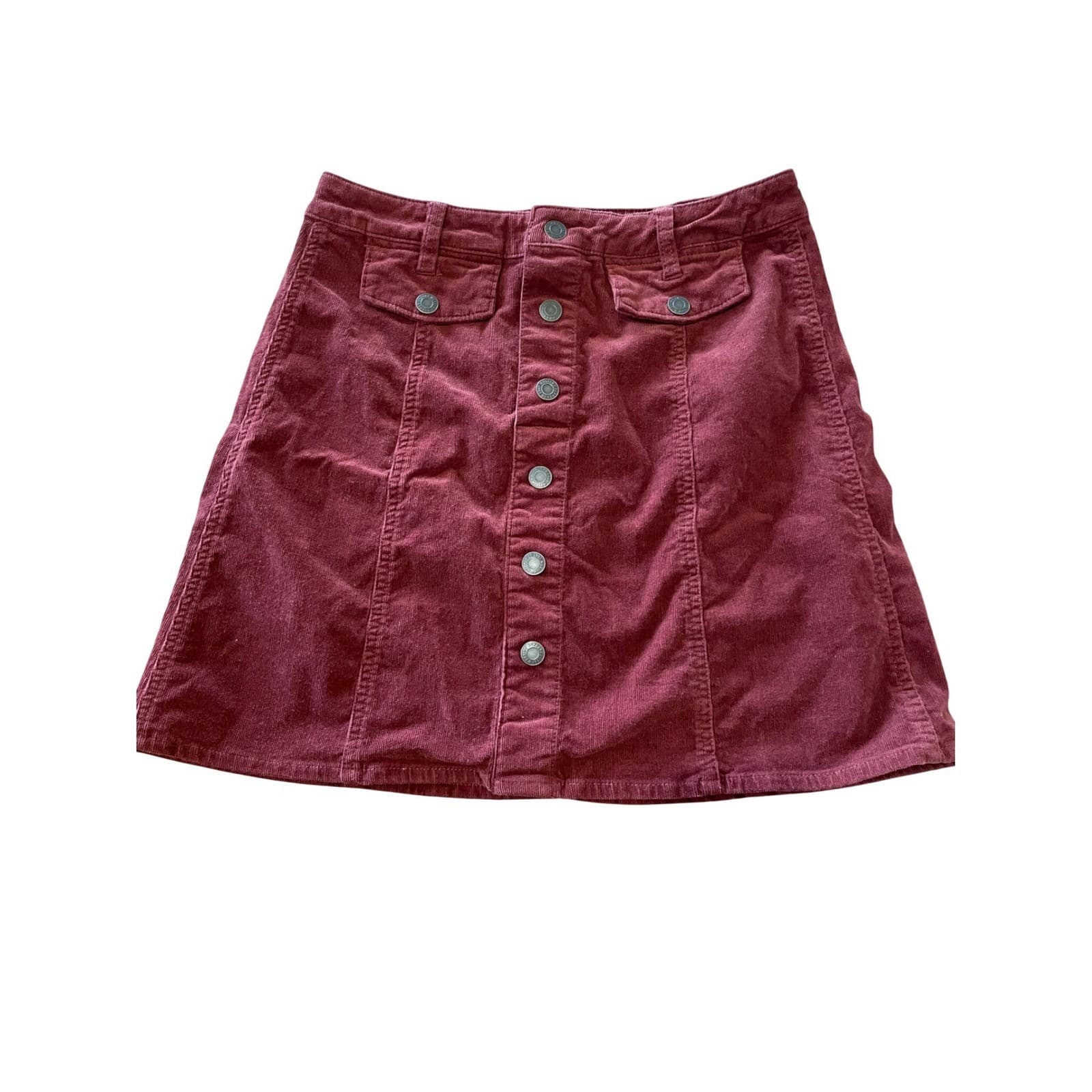 Mossimo Corduroy Mini A-Line Skirt Women Size 8 Burgundy