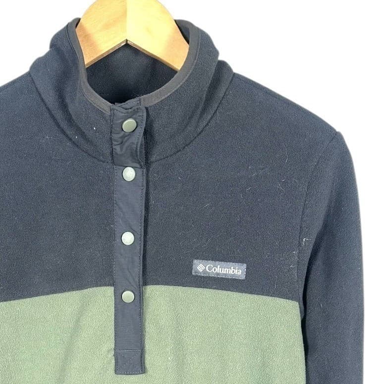 Columbia Men's Fleece Pullover Snap Neck Color Block Long Sleeve Size Small