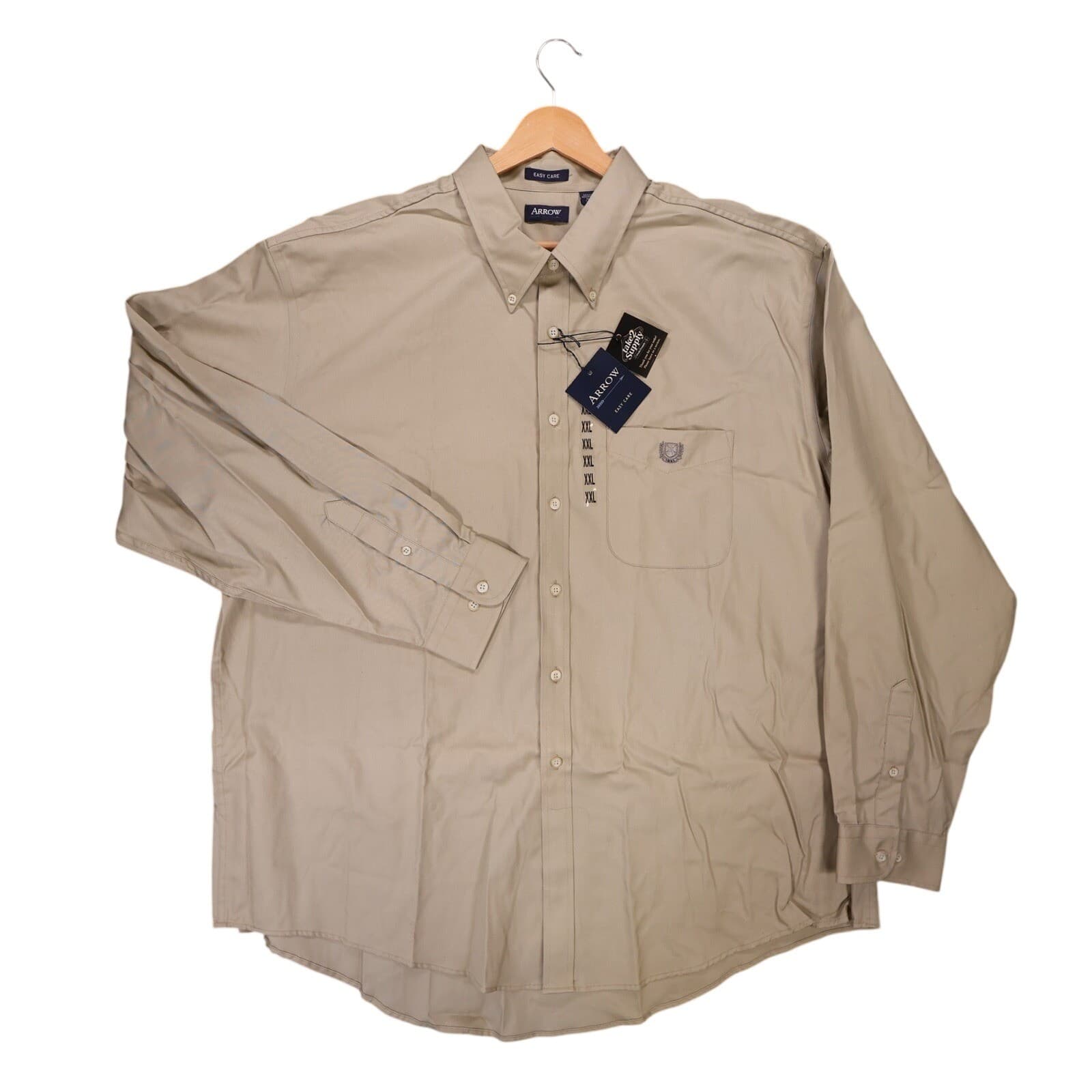 Arrow Button Down Shirt Mens XXL Tan New Vintage Easy Care Long Sleeve