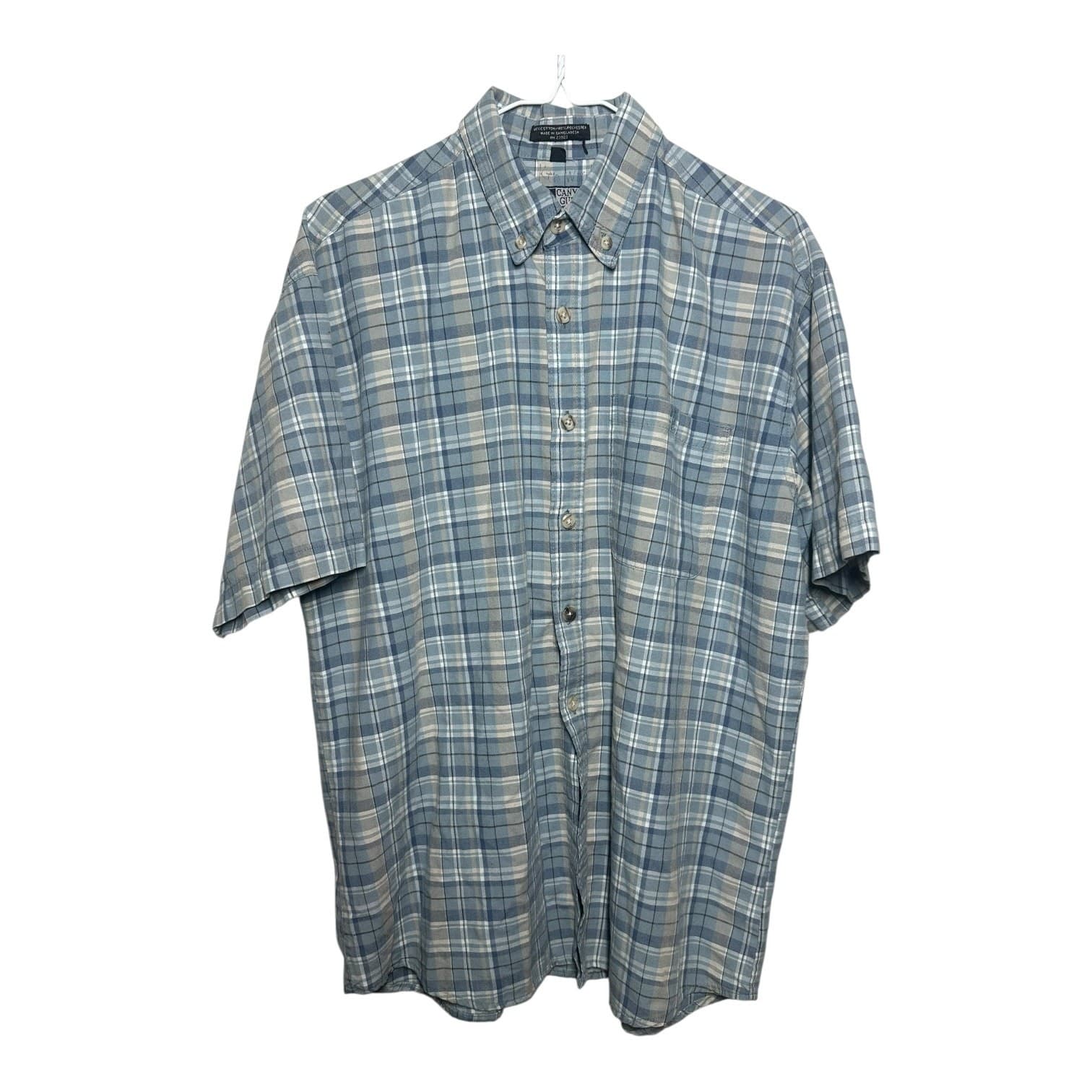 Canyon Guide Outfitters Men’s Plaid Short Sleeve Button-Down Shirt Blue L