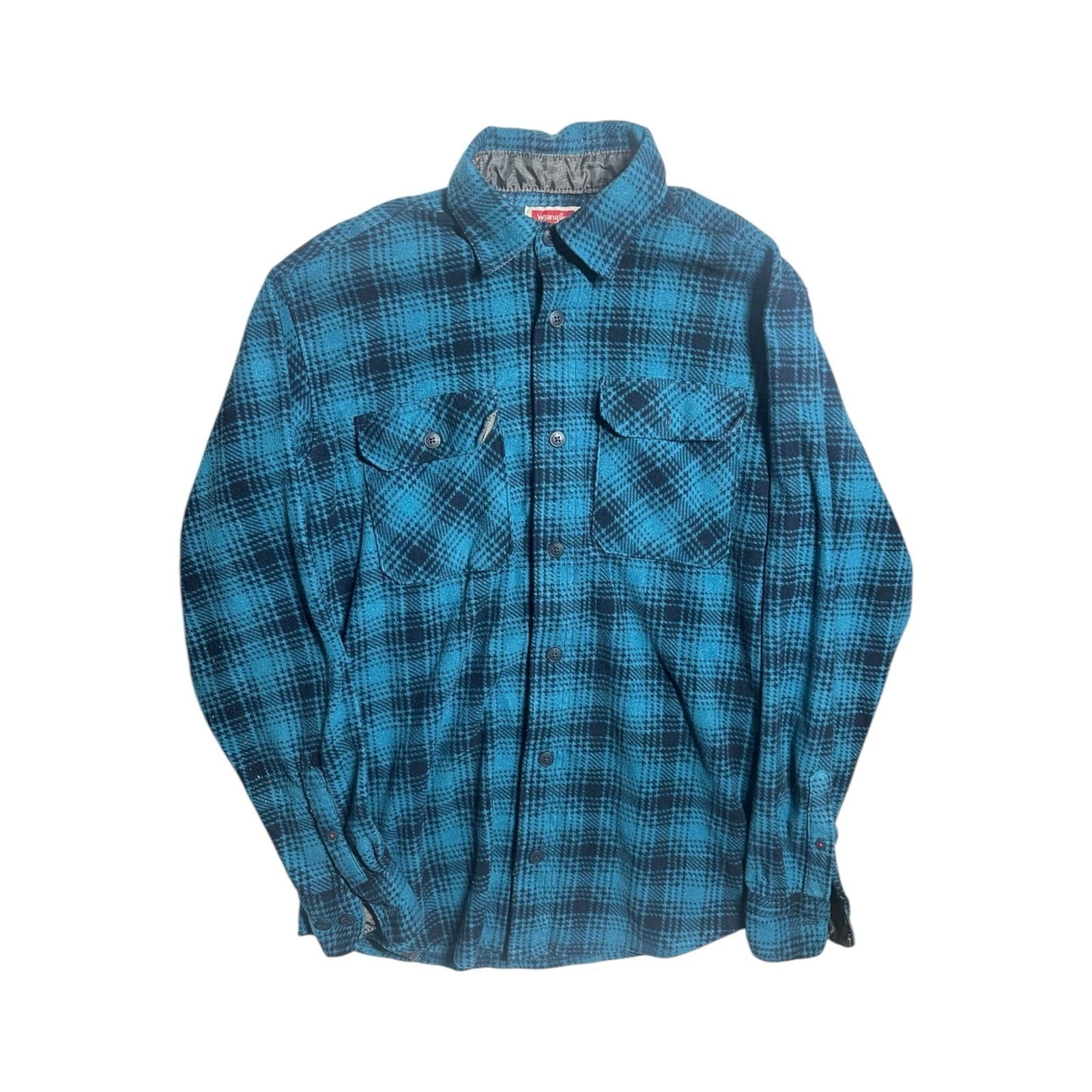 Wrangler Men's Small Blue & Black Flannel Button-Down Shirt