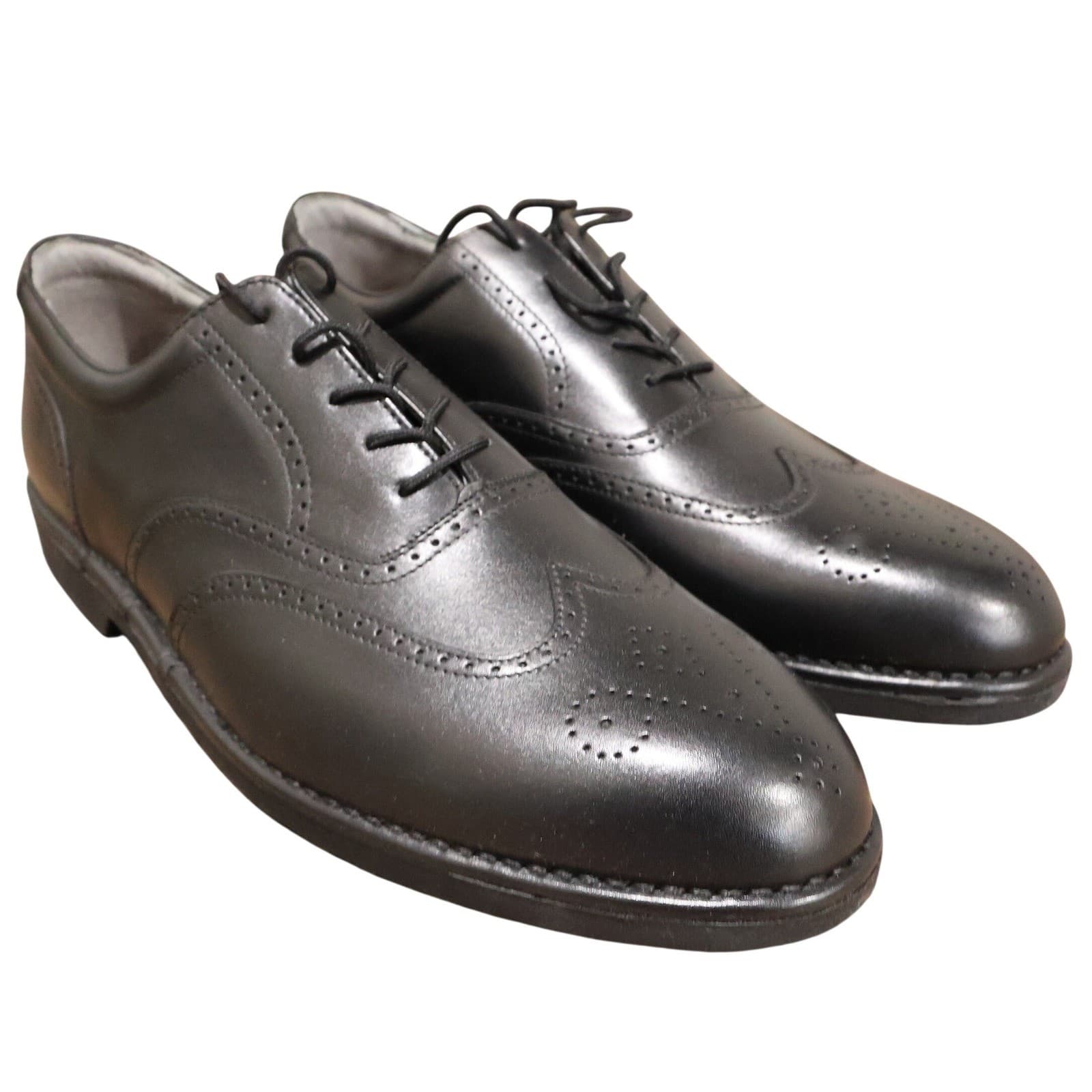 Bass Gary Black Leather Wingtip Oxfords Mens 13 New