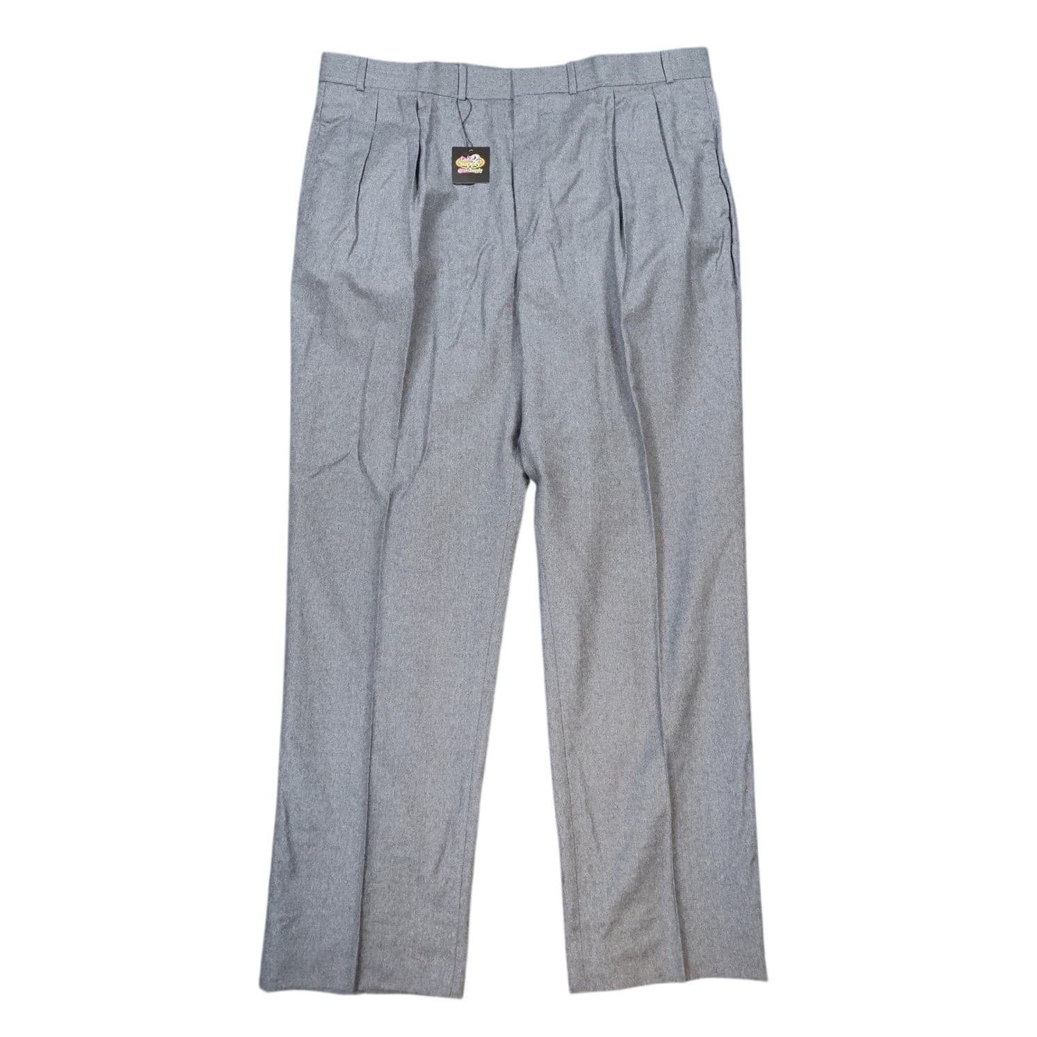 Lands End Dress Pants Mens 44L Gray 100% Wool Pleated Made in Portugal